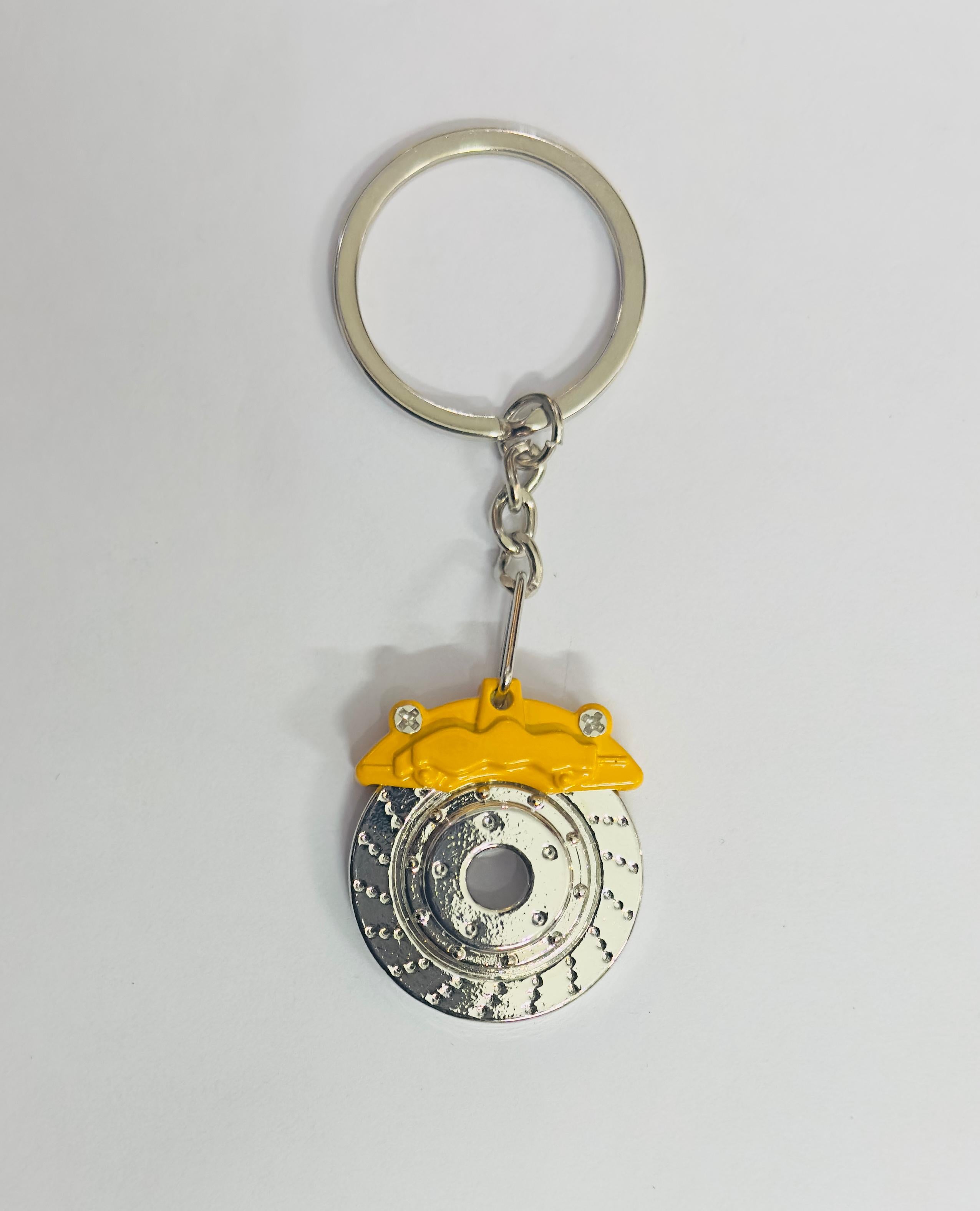 YELLOW Wheel Disc Design Metal Keychain Car Styling Keychain Wheel Disc Key Ring Durable Metal Key chain Pendant Ring