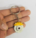 YELLOW Wheel Disc Design Metal Keychain Car Styling Keychain Wheel Disc Key Ring Durable Metal Key chain Pendant Ring