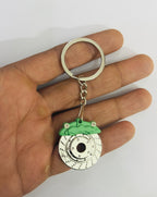 Green Wheel Disc Design Metal Keychain Car Styling Keychain Wheel Disc Key Ring Metal Key chain Pendant Ring 1PC.