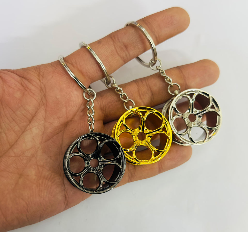 Alloy Wheel Design Metal Keychain Car Styling JDM Keychain Alloy Wheel Key Ring Metal Key chain Pendant Ring