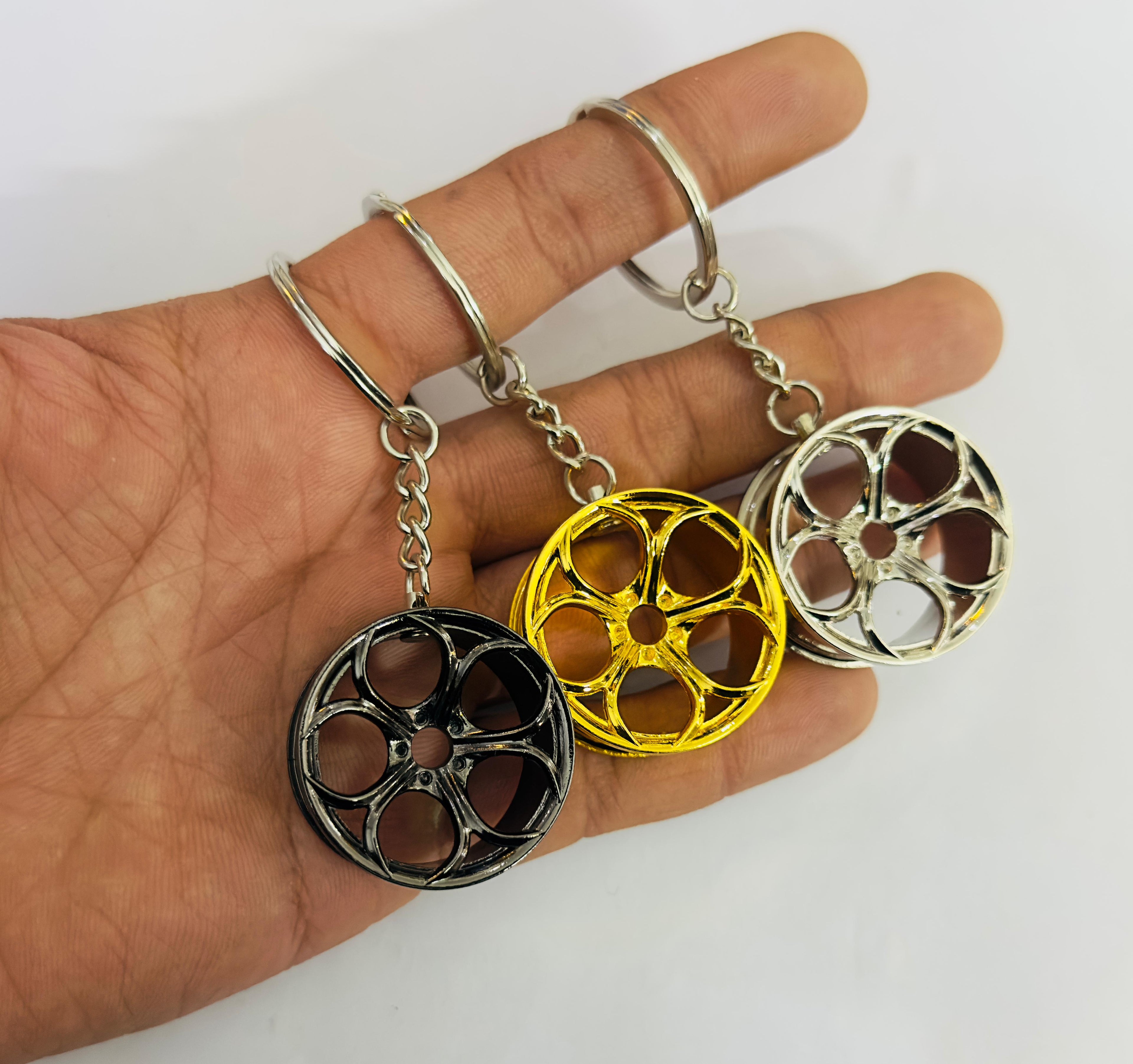 Alloy Wheel Design Metal Keychain Car Styling JDM Keychain Alloy Wheel Key Ring Metal Key chain Pendant Ring