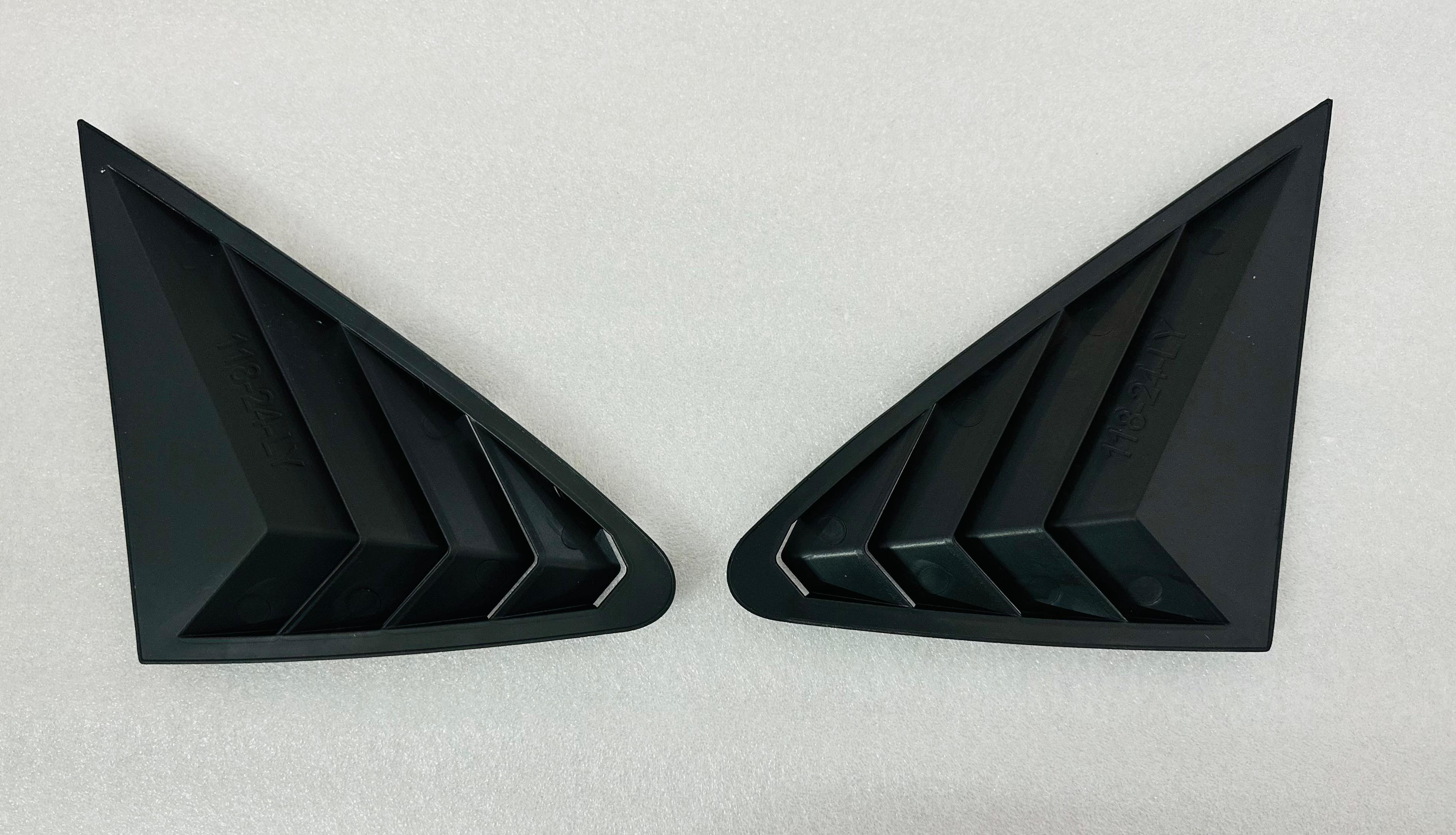 Black Virtus Side Window Louvers,Light Weight Rear Window Shutter ABS Plastic for Car Side Window Louver, Rear Window Shutter Scrape Resistant 2 Pieces