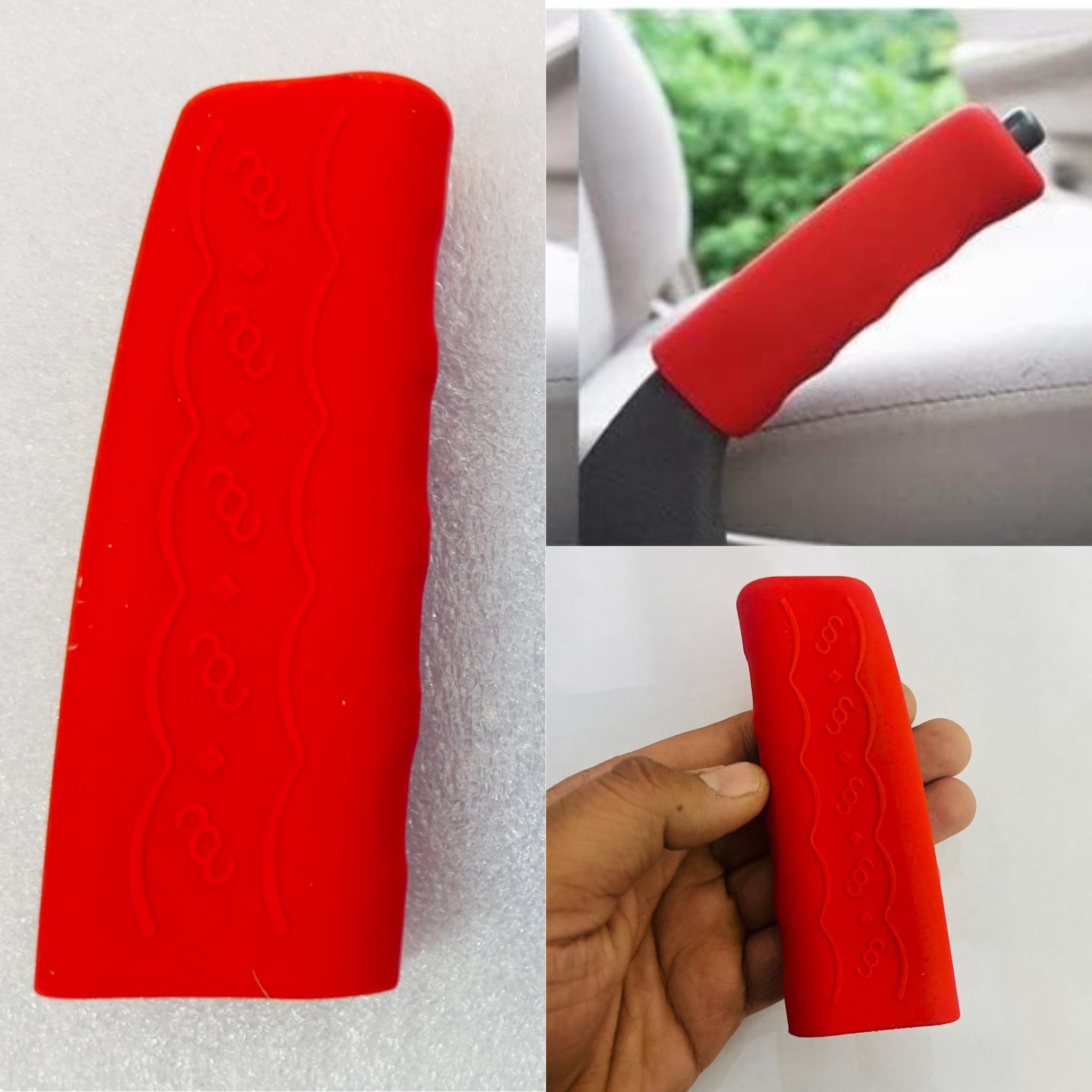 Silicone Car Handbrake Cover Anti-slip Hand Brake Cover Wear-resistant Hand Brake Protector Wave Shaped Auto Interior Accessories (RED SILICONE HANDBRAKE COVER)
