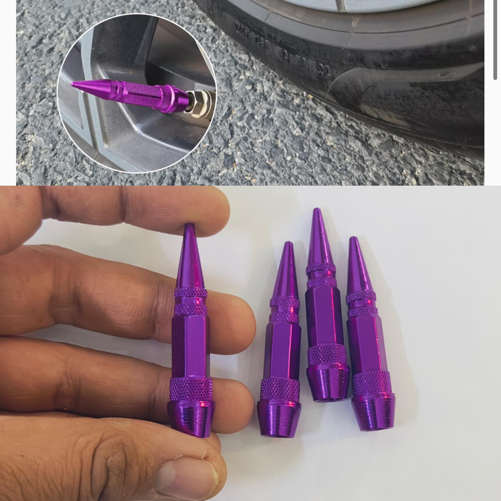 Long Impale Spiked Valve Caps Stem,Air Caps Aluminum Alloy Cool Tire Valve Caps for Cars,SUVs Trucks Bicycles and Motorcycles Tyre Valve (4PC PURPLE TYRE Valve)