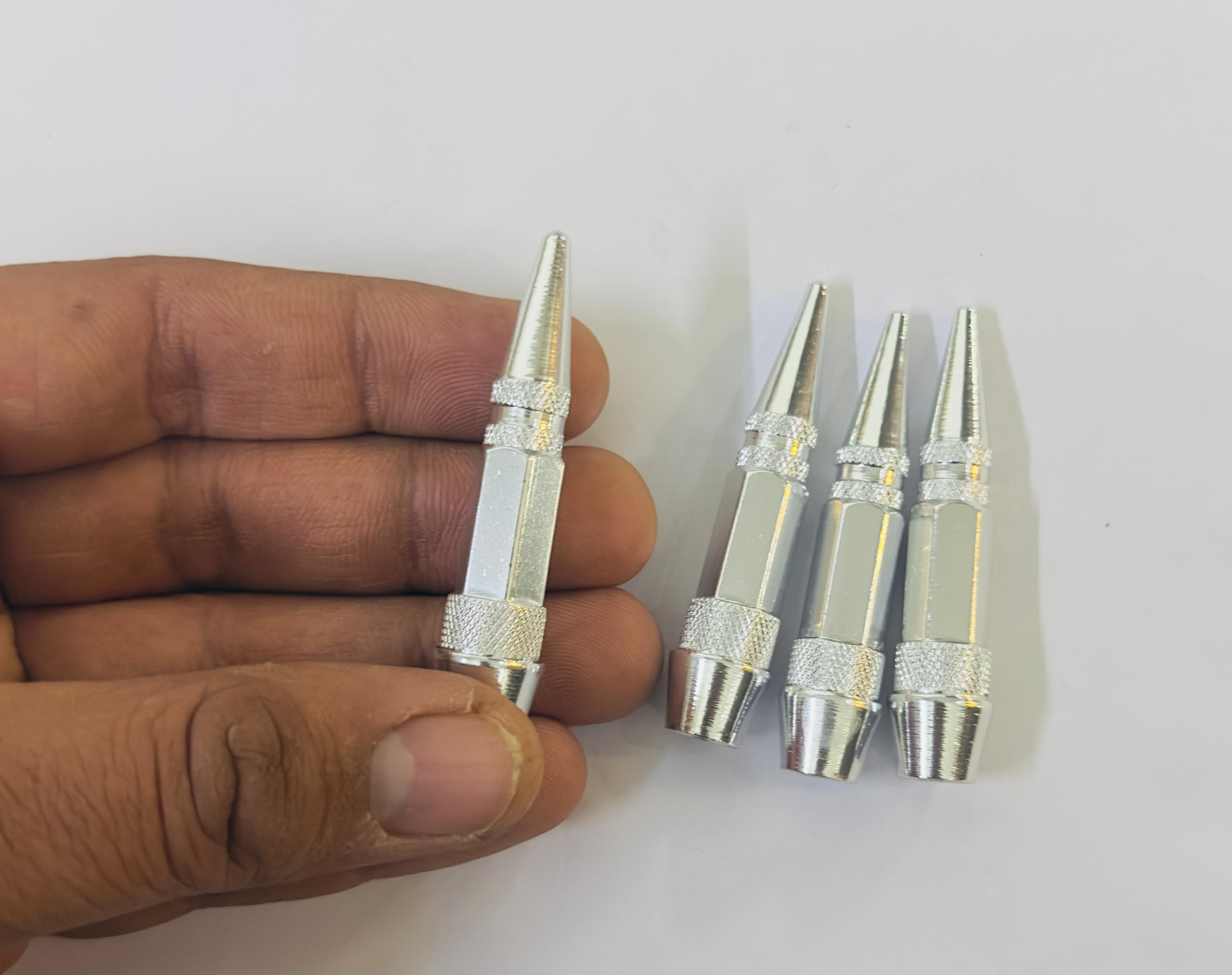 Long Impale Spiked Valve Caps Stem,Air Caps Aluminum Alloy Cool Tire Valve Caps for Cars,SUVs Trucks Bicycles and Motorcycles Tyre Valve (4PC SILVER TYRE Valve)