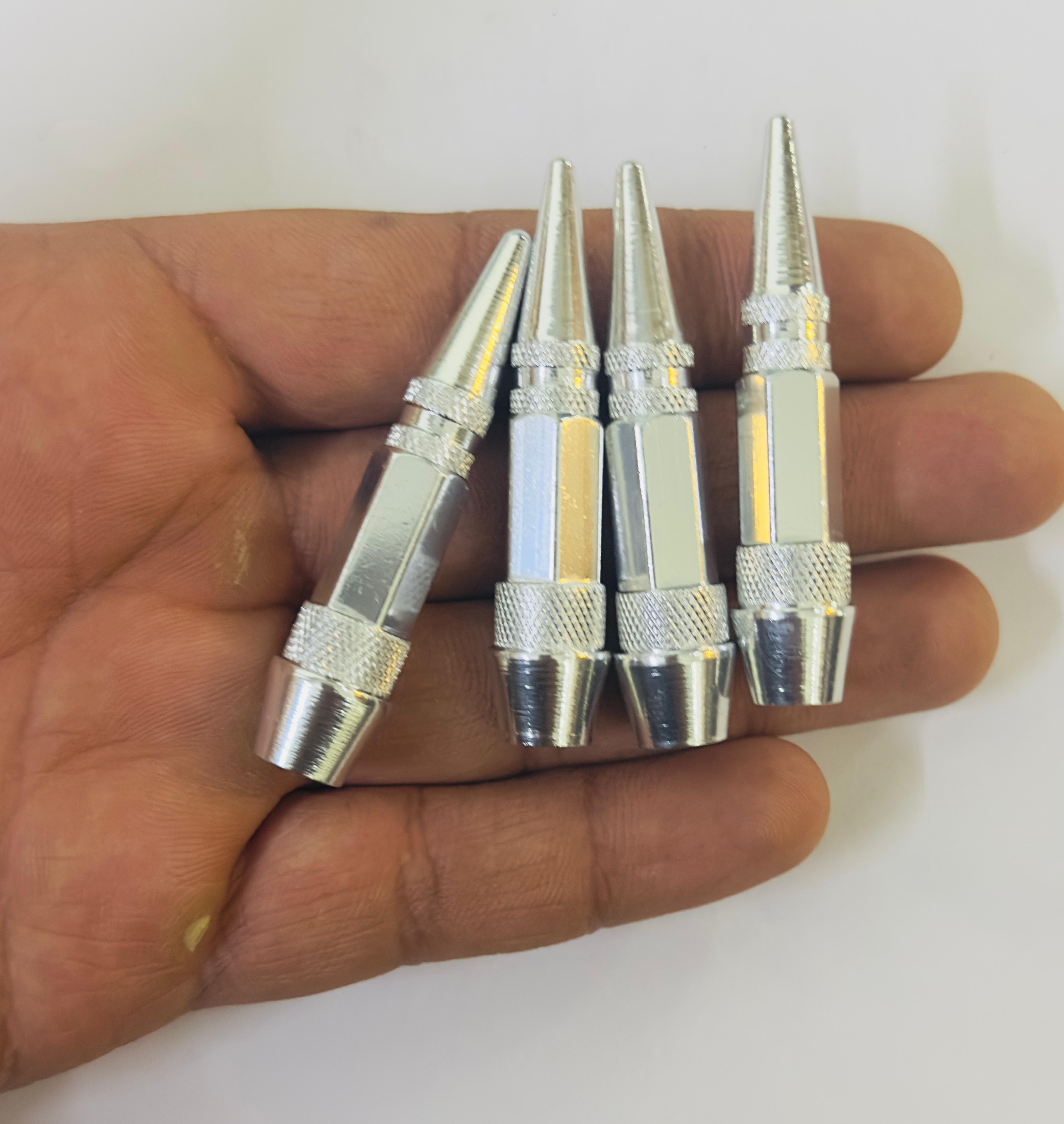 Long Impale Spiked Valve Caps Stem,Air Caps Aluminum Alloy Cool Tire Valve Caps for Cars,SUVs Trucks Bicycles and Motorcycles Tyre Valve (4PC SILVER TYRE Valve)