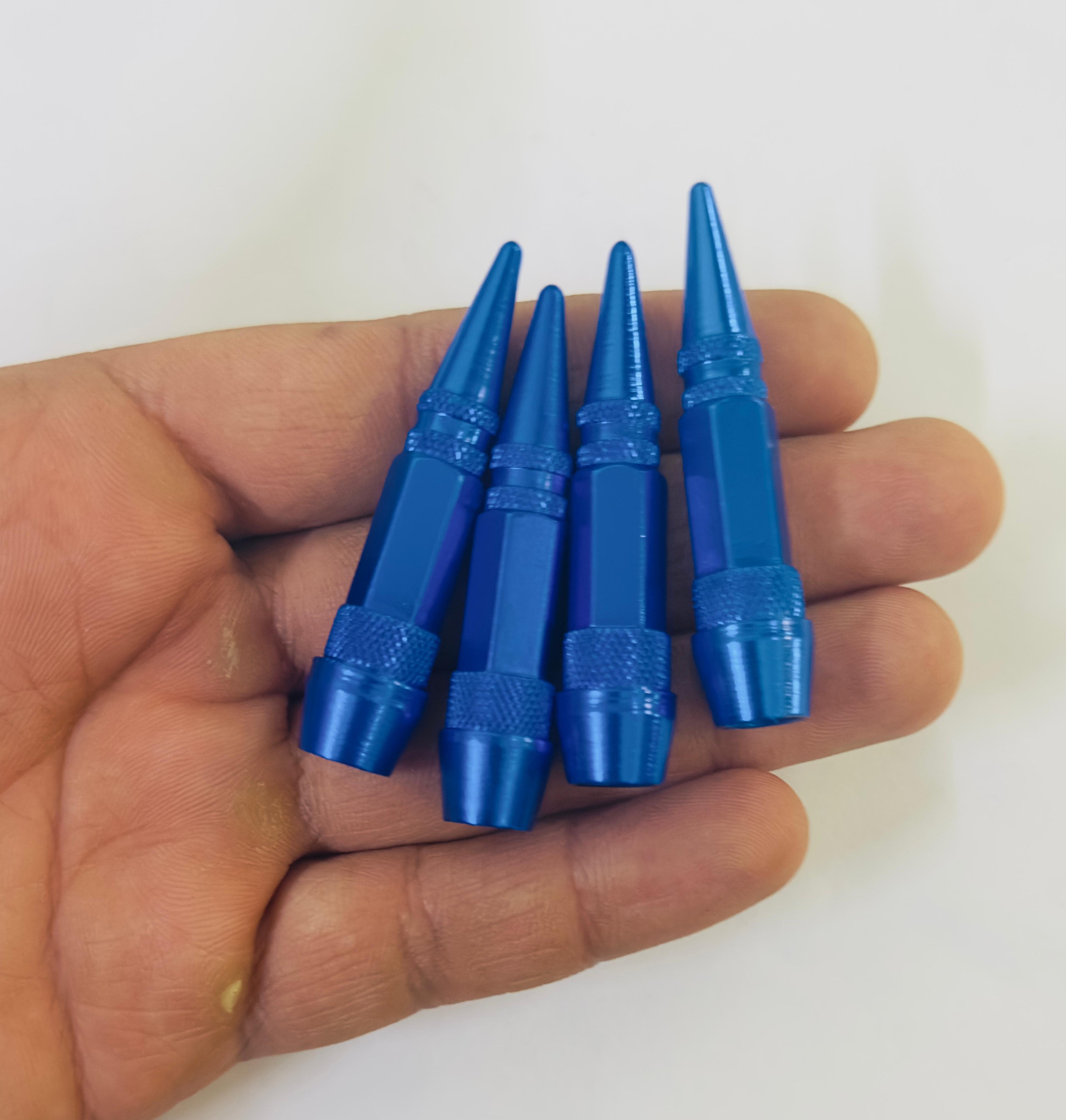Long Impale Spiked Valve Caps Stem,Air Caps Aluminum Alloy Cool Tire Valve Caps for Cars,SUVs Trucks Bicycles and Motorcycles Tyre Valve (4PC BLUE TYRE Valve)