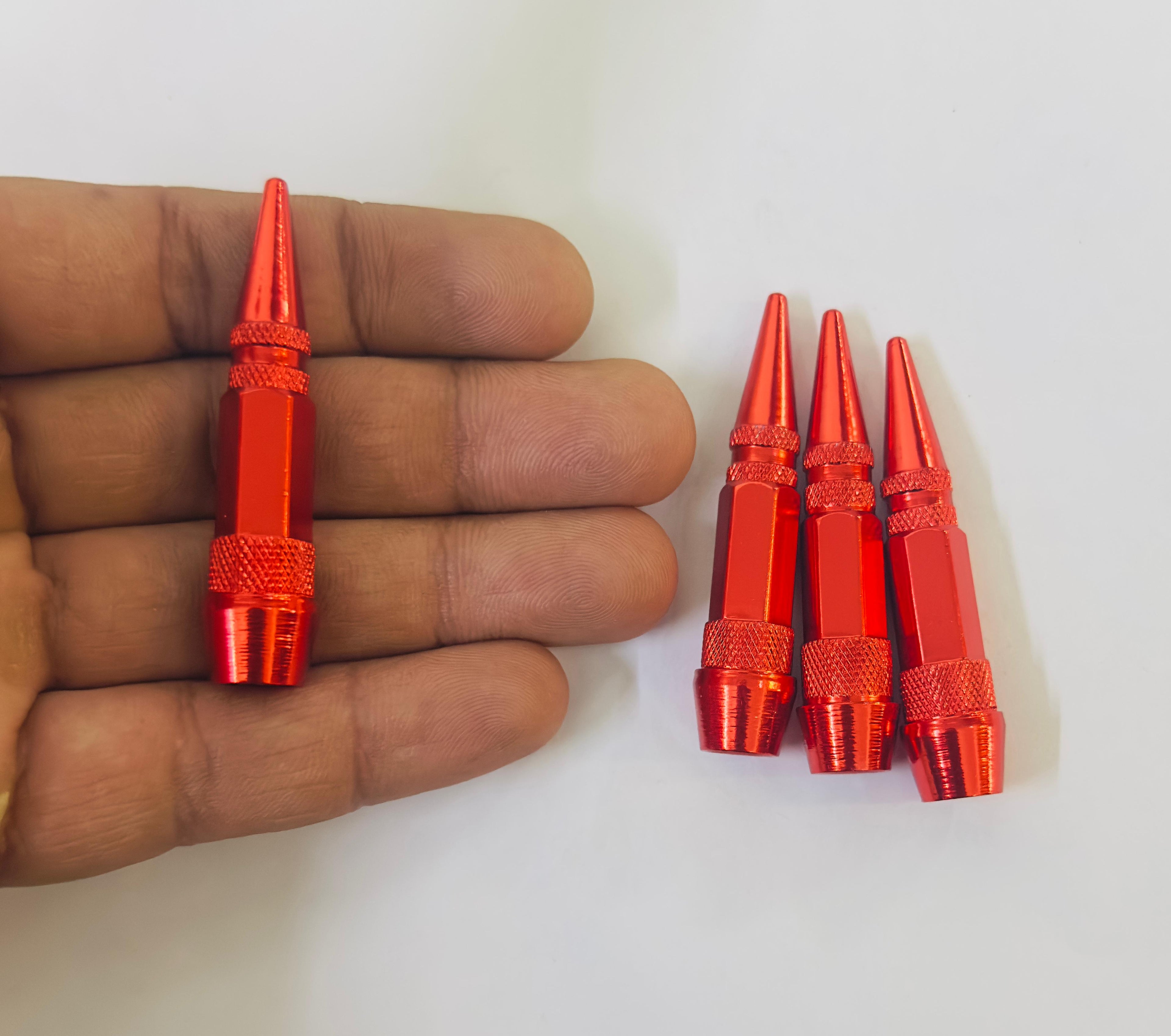 Long Impale Spiked Valve Caps Stem,Air Caps Aluminum Alloy Cool Tire Valve Caps for Cars,SUVs Trucks Bicycles and Motorcycles Tyre Valve (4PC RED TYRE Valve)