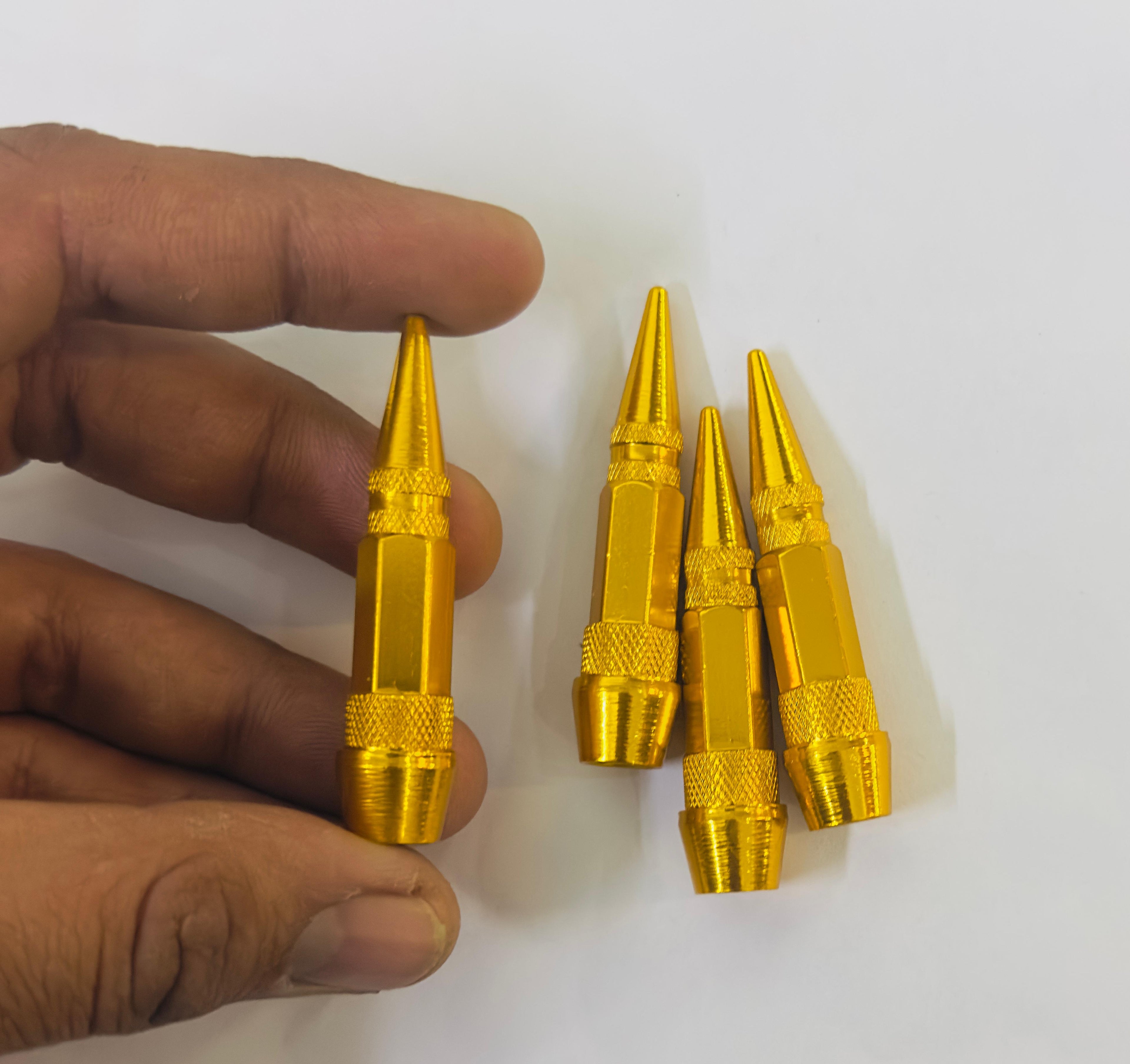Long Impale Spiked Valve Caps Stem,Air Caps Aluminum Alloy Cool Tire Valve Caps for Cars,SUVs Trucks Bicycles and Motorcycles Tyre Valve (4PC GOLD TYRE Valve)