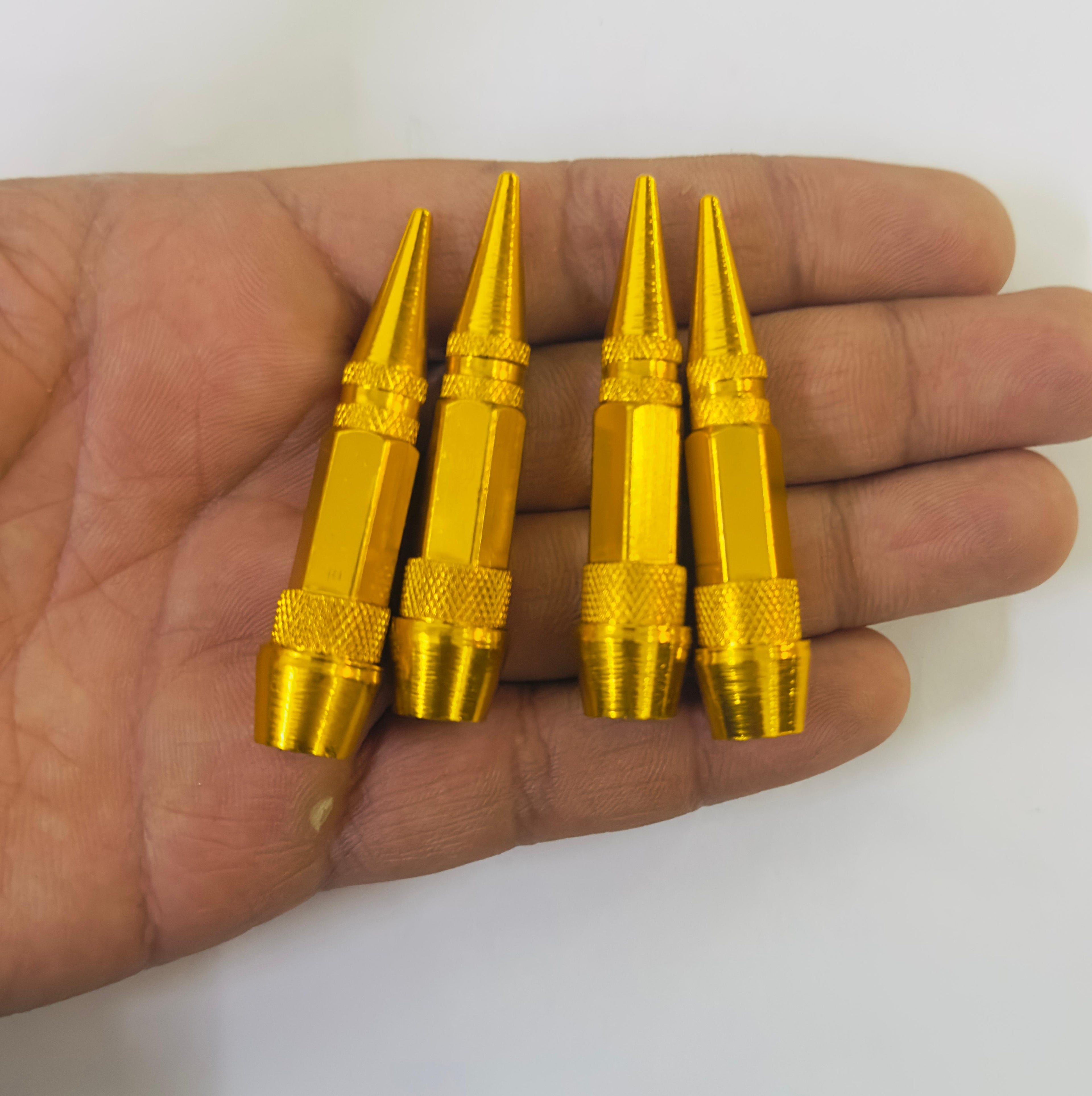 Long Impale Spiked Valve Caps Stem,Air Caps Aluminum Alloy Cool Tire Valve Caps for Cars,SUVs Trucks Bicycles and Motorcycles Tyre Valve (4PC GOLD TYRE Valve)