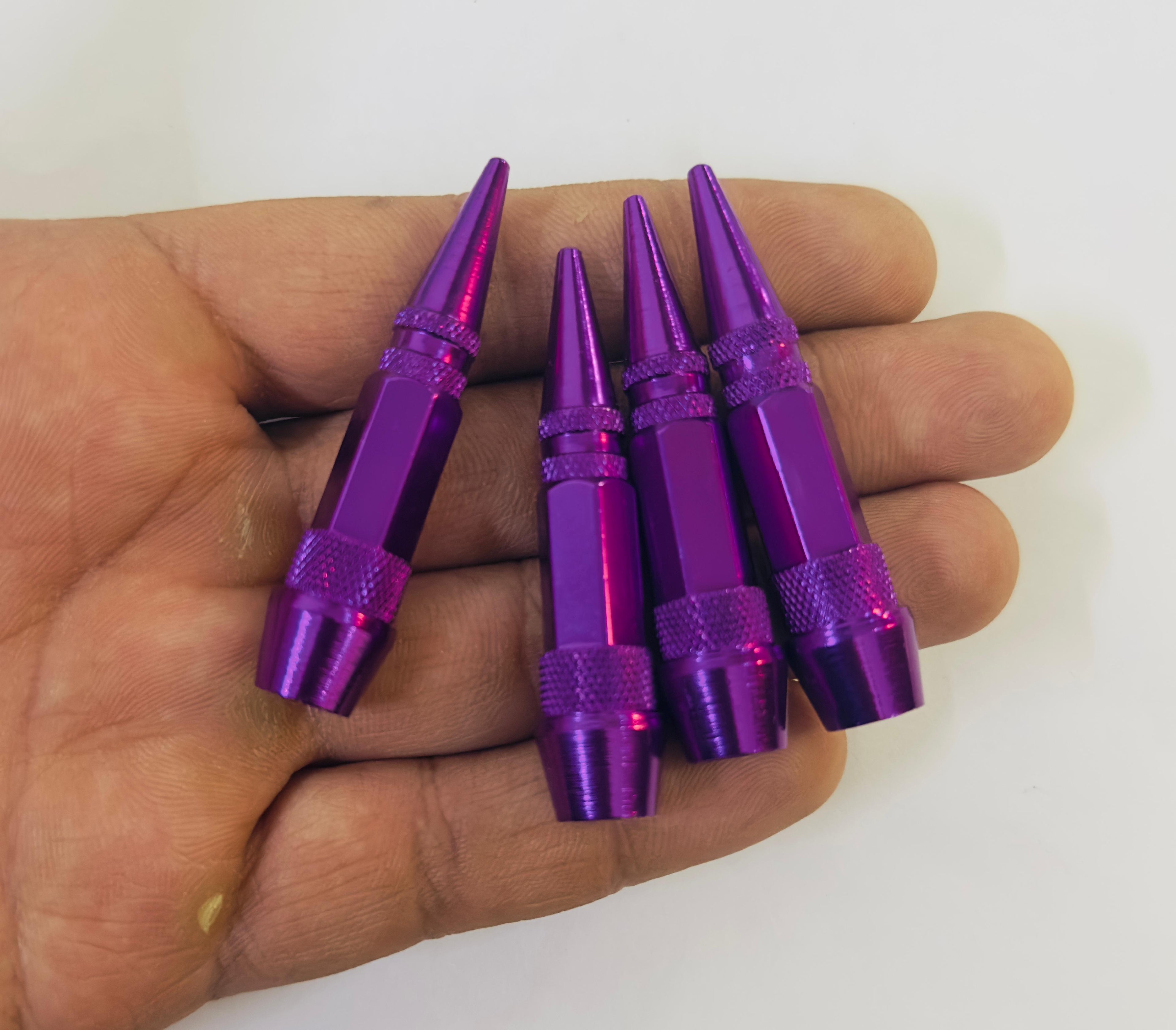 Long Impale Spiked Valve Caps Stem,Air Caps Aluminum Alloy Cool Tire Valve Caps for Cars,SUVs Trucks Bicycles and Motorcycles Tyre Valve (4PC PURPLE TYRE Valve)