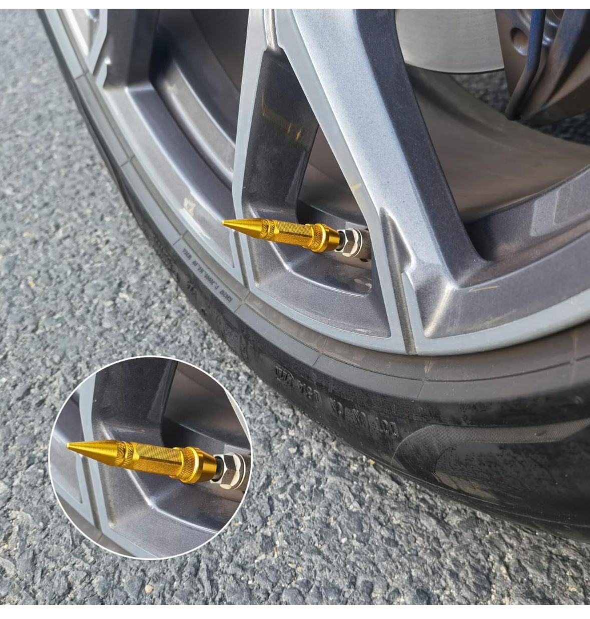 Long Impale Spiked Valve Caps Stem,Air Caps Aluminum Alloy Cool Tire Valve Caps for Cars,SUVs Trucks Bicycles and Motorcycles Tyre Valve (4PC GOLD TYRE Valve)