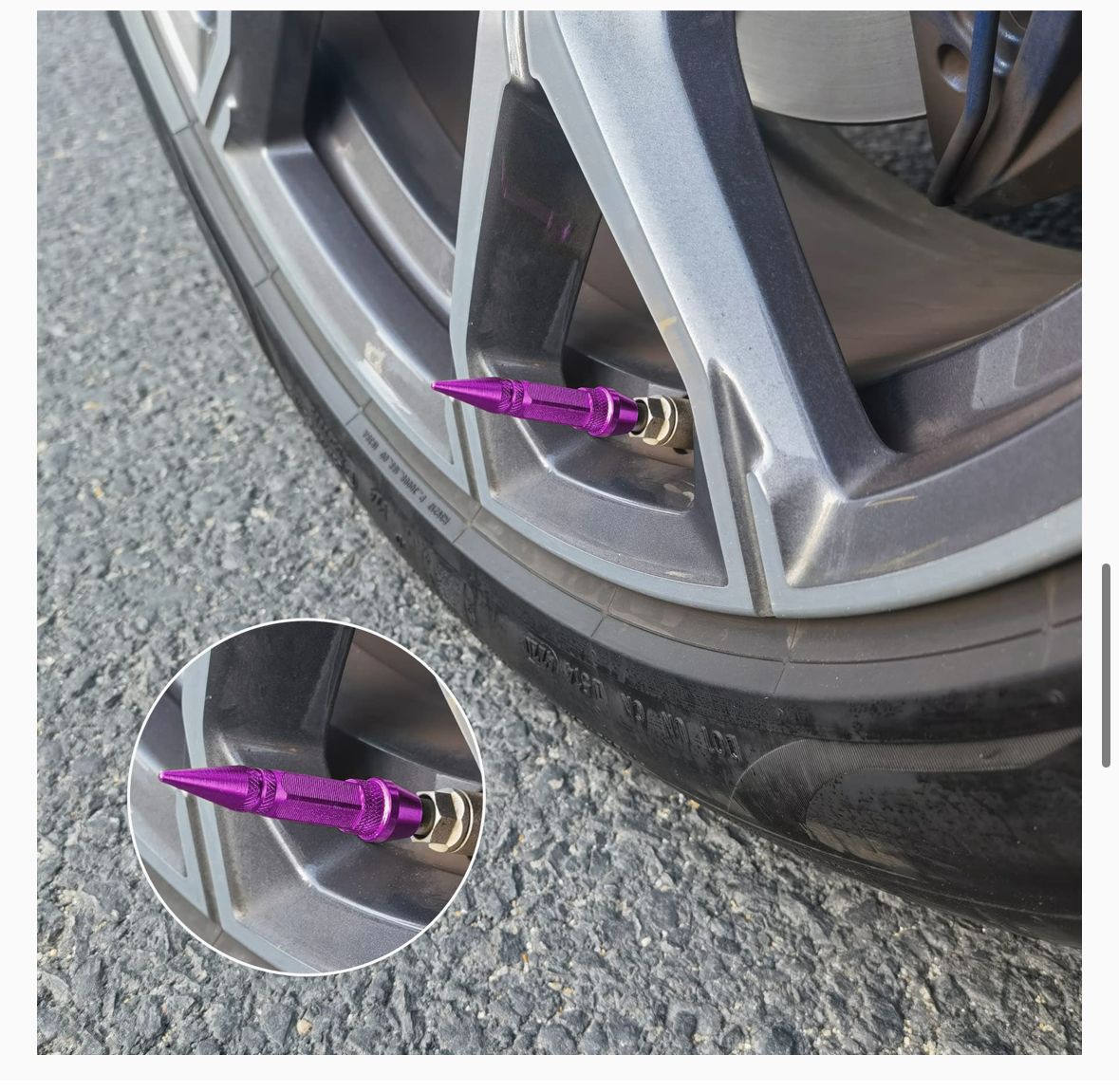 Long Impale Spiked Valve Caps Stem,Air Caps Aluminum Alloy Cool Tire Valve Caps for Cars,SUVs Trucks Bicycles and Motorcycles Tyre Valve (4PC PURPLE TYRE Valve)