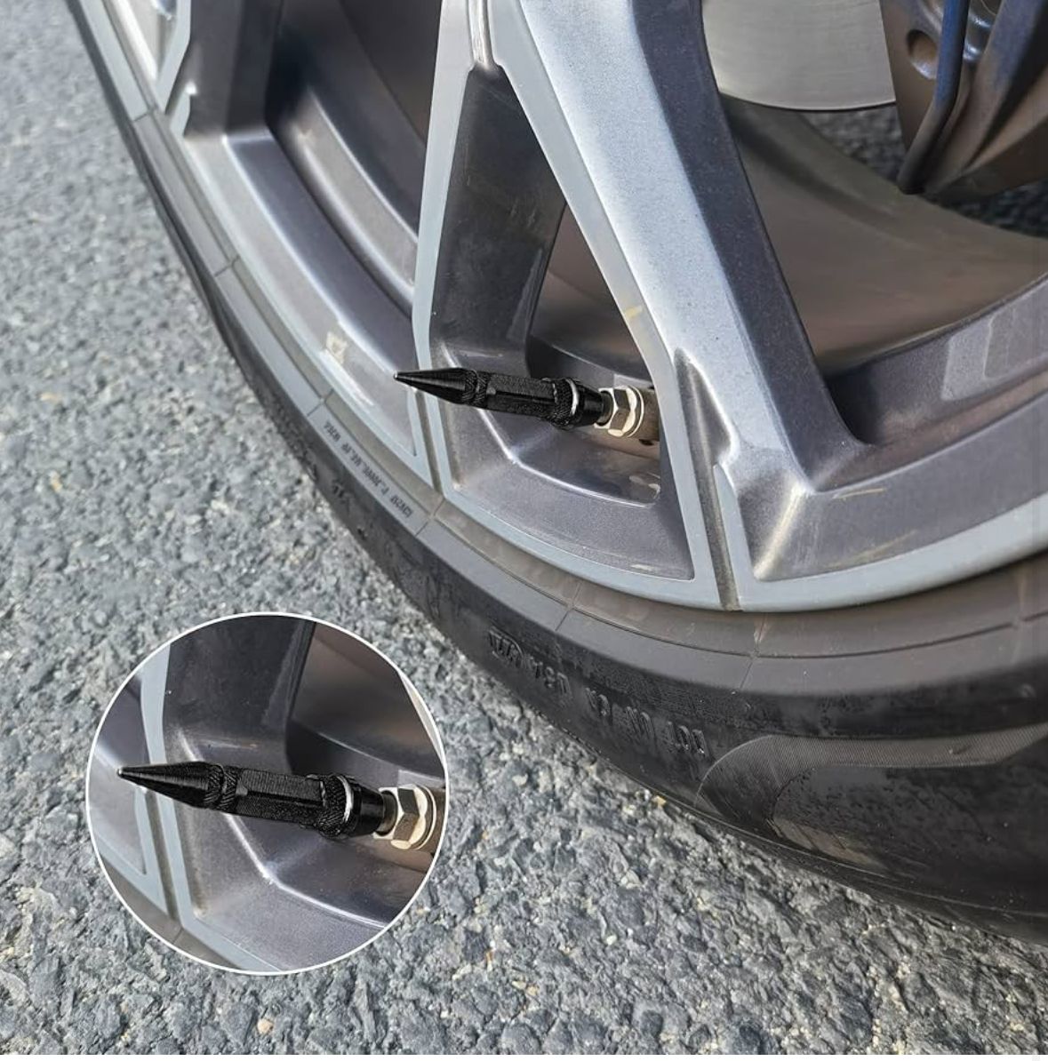 Long Impale Spiked Valve Caps Stem,Air Caps Aluminum Alloy Cool Tire Valve Caps for Cars,SUVs Trucks Bicycles and Motorcycles Tyre Valve (4PC Black TYRE Valve)