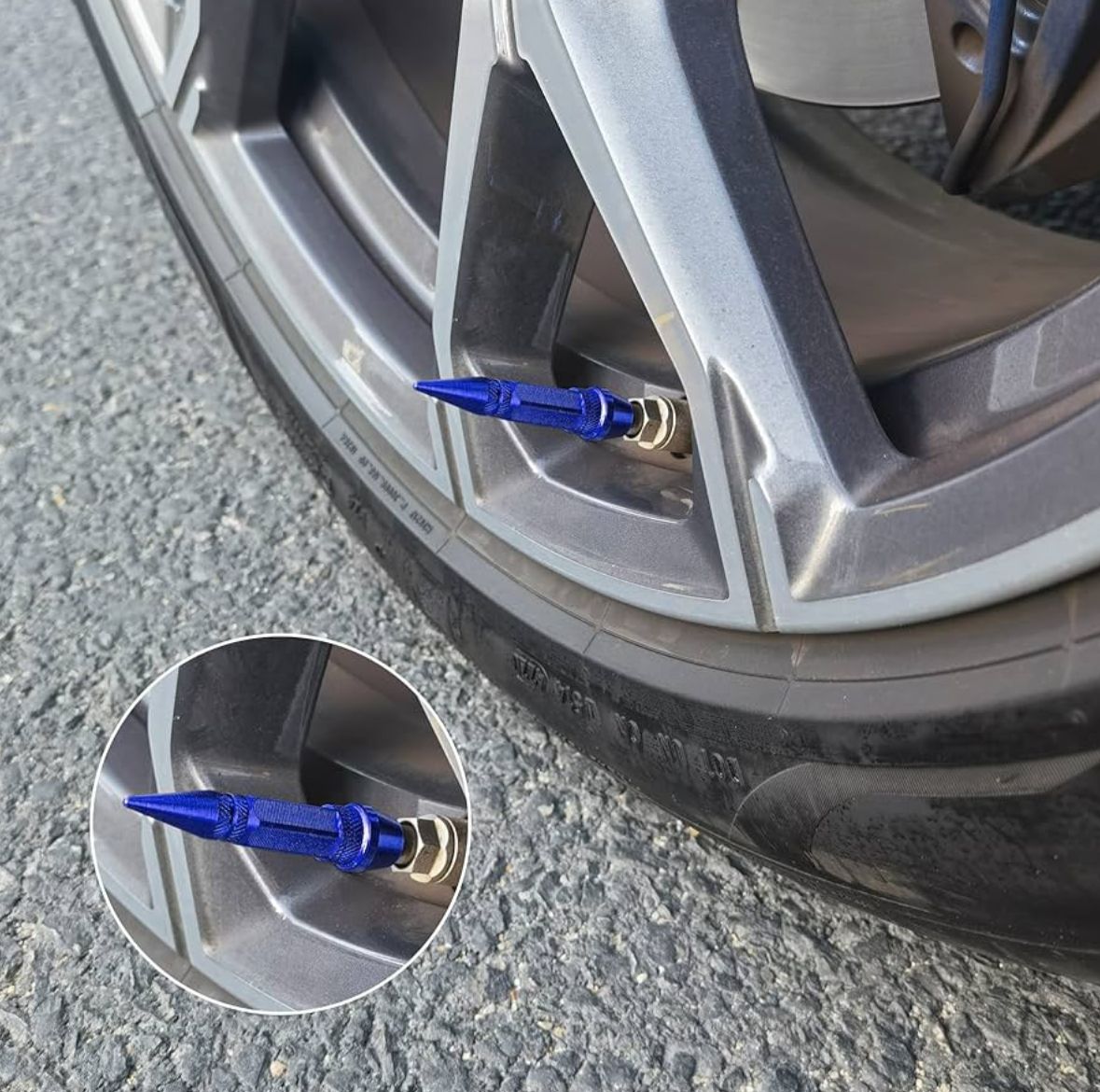 Long Impale Spiked Valve Caps Stem,Air Caps Aluminum Alloy Cool Tire Valve Caps for Cars,SUVs Trucks Bicycles and Motorcycles Tyre Valve (4PC BLUE TYRE Valve)