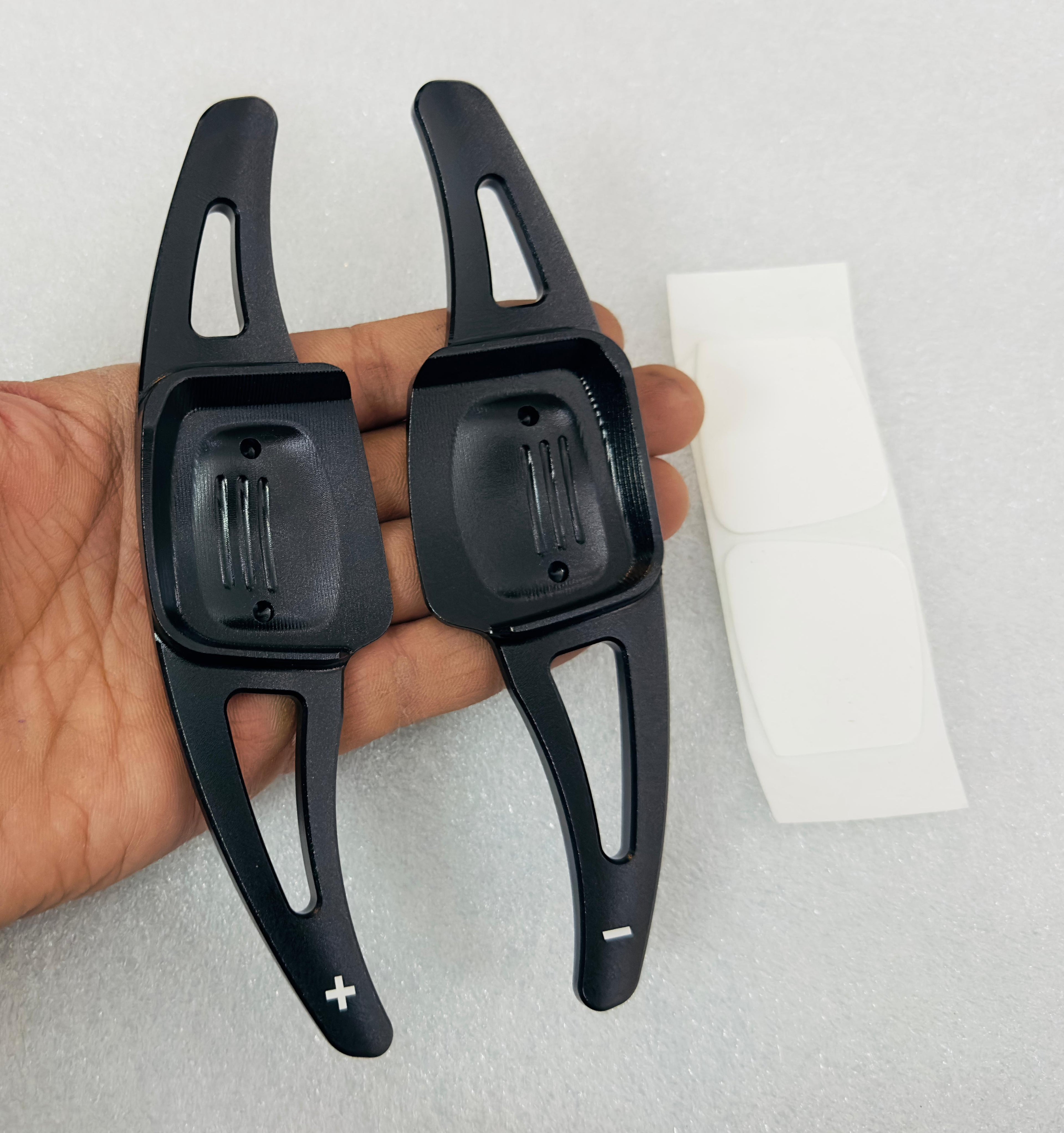CNC Metal BLACK Virtus Paddle Shifter Aluminium Alloy Interior Styling Parts Extensions Compatible with Car VW Virtus Steering Wheel Paddle Shifter Cover.