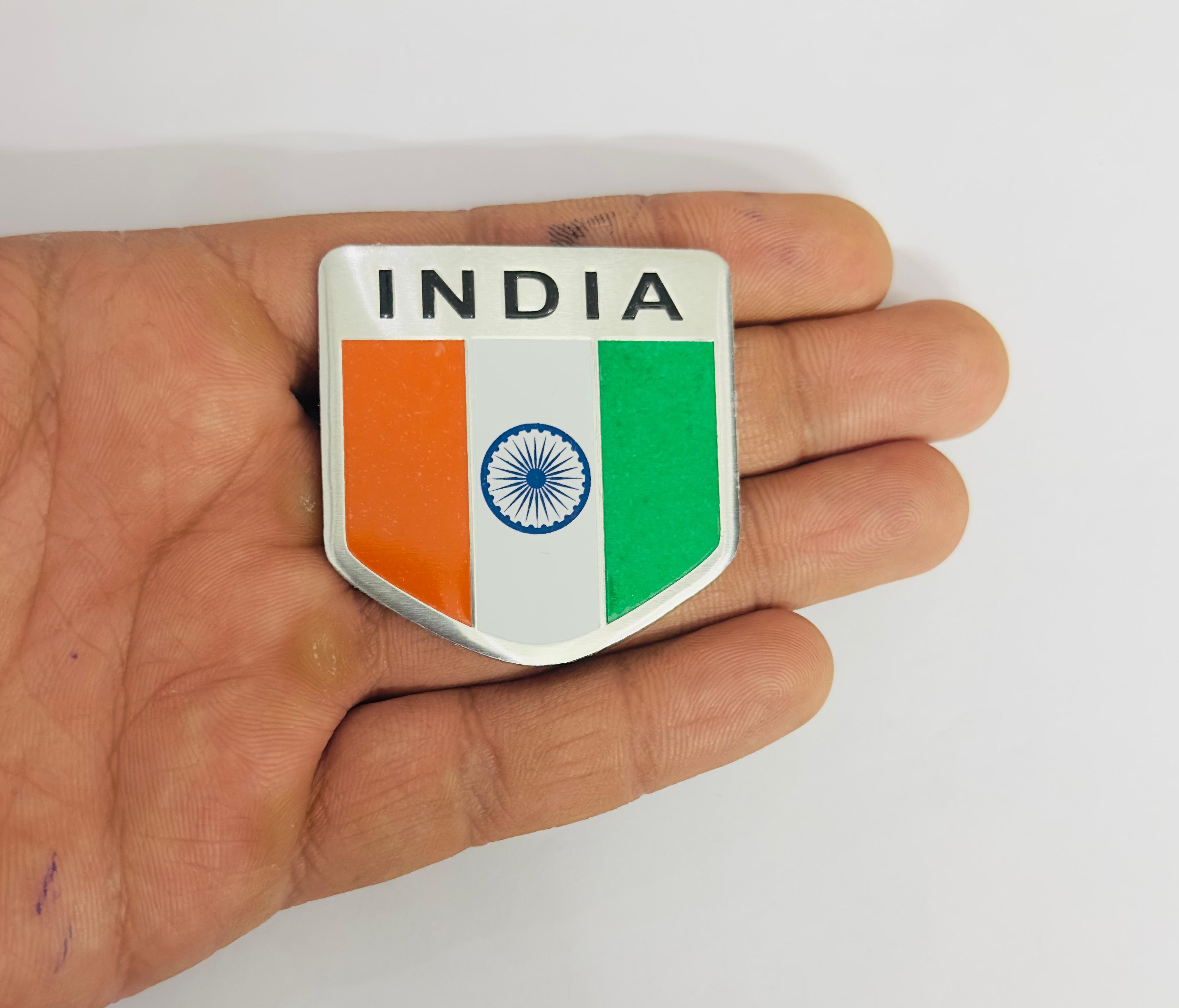 Flag Metal Sticker Small IND Flag (5cmx5cm) 3D Metal Fllag Logo IND Logo Emblem 3D Badge Auto Racing Sport Sticker Decal for Cars & Bikes Attractive Decor