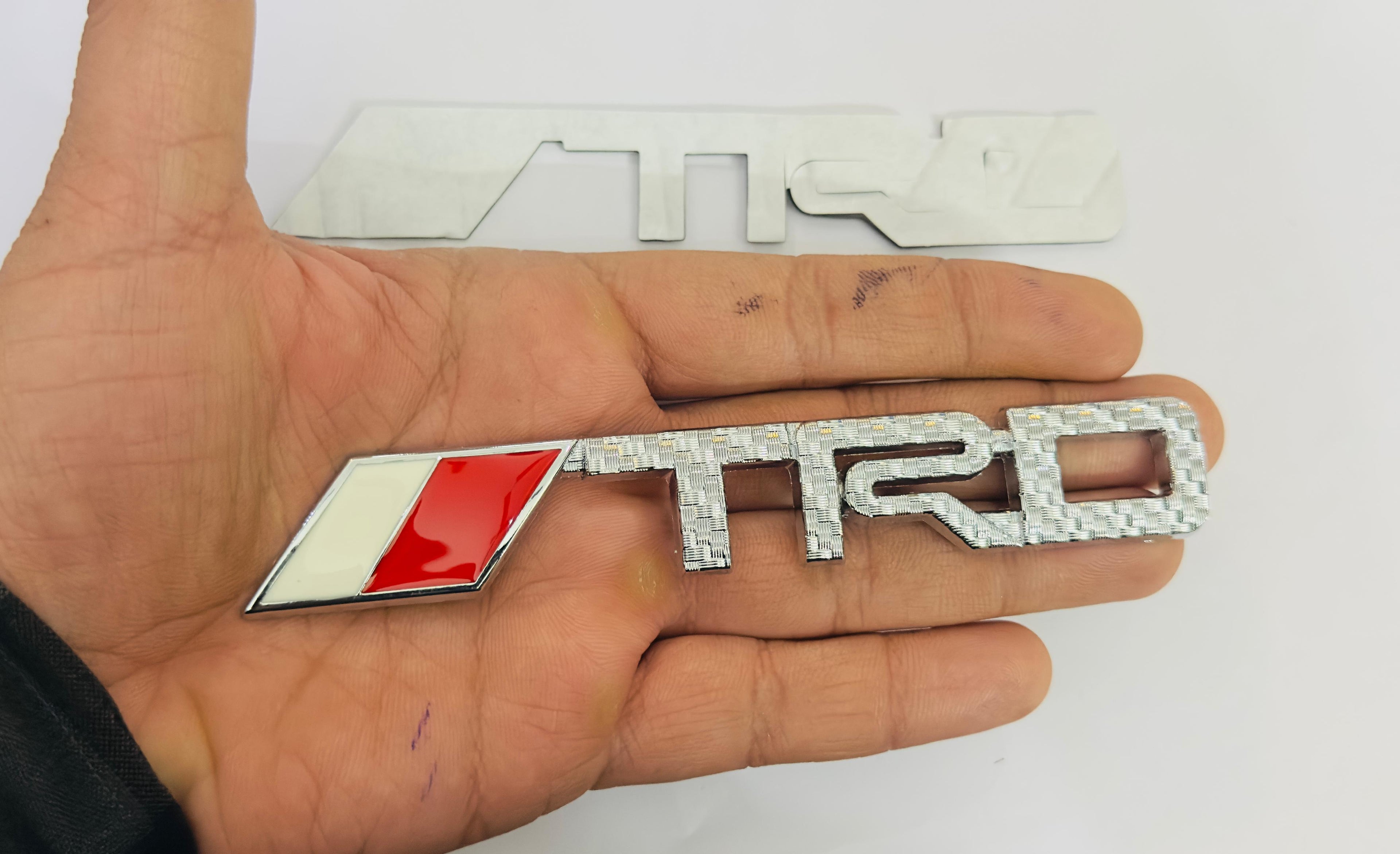 Car Bike Laptop Chrome Carbon Long TRD 3D Logo (14.5cmx2.3cm) TRD Sticker Car Emblem 3D Badge Sticker Auto Racing Sport Logo Grand Tourer Decal.