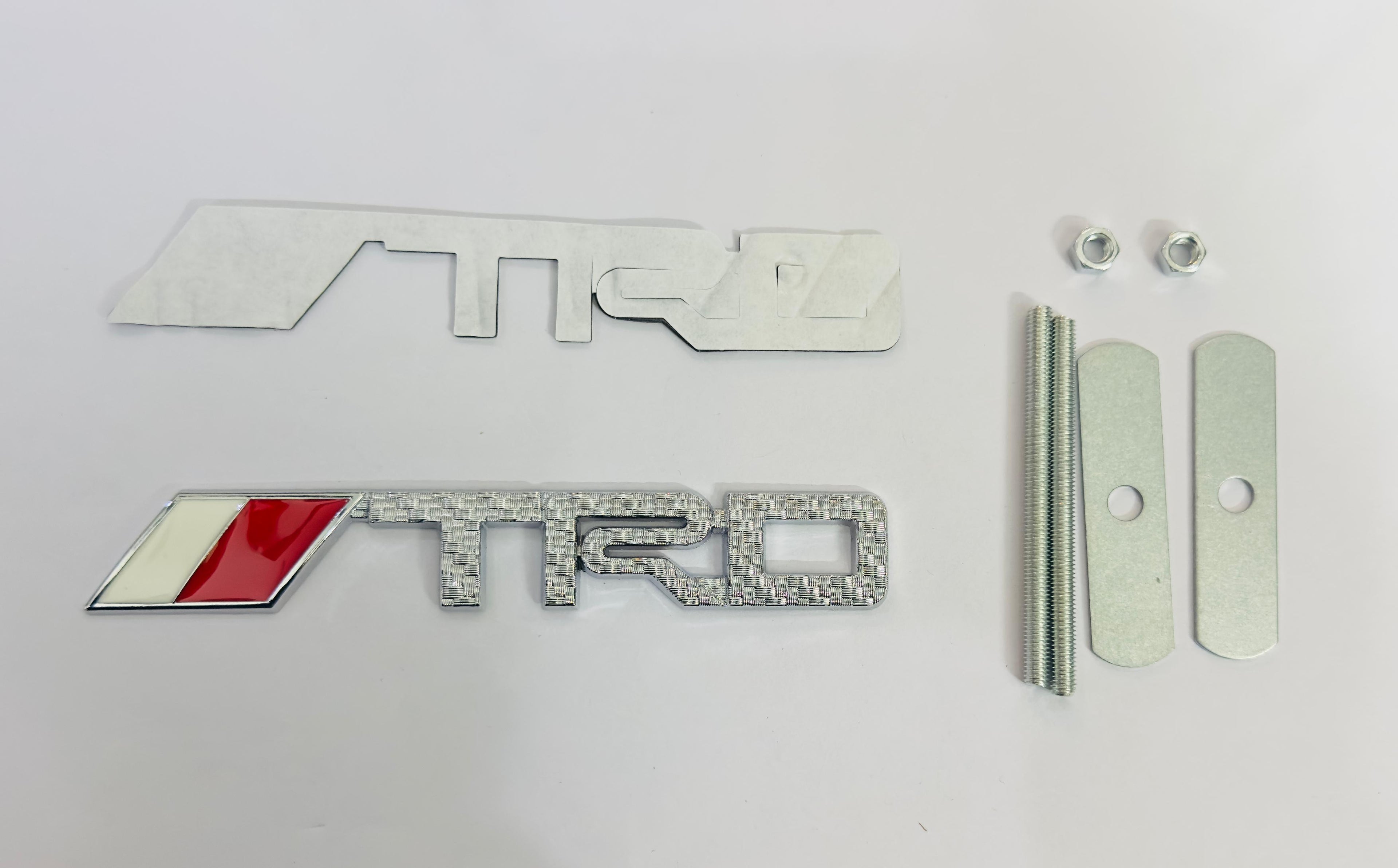 Car Bike Laptop Metal 3D Logo TRD/TRD Long Car Emblems Metal Lo.go, 3D Badge Auto Racing Sport Sticker Universal Grand Tourer Decal. (Chrome Carbon Long TRD Grill Logo 14X2.5)