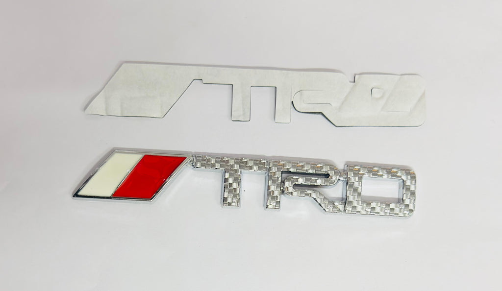 Car Bike Laptop Metal 3D Logo TRD/TRD Long Car Emblems Metal Lo.go, 3D Badge Auto Racing Sport Sticker Universal Grand Tourer Decal. (Chrome Carbon Long TRD Logo 14X2.5)