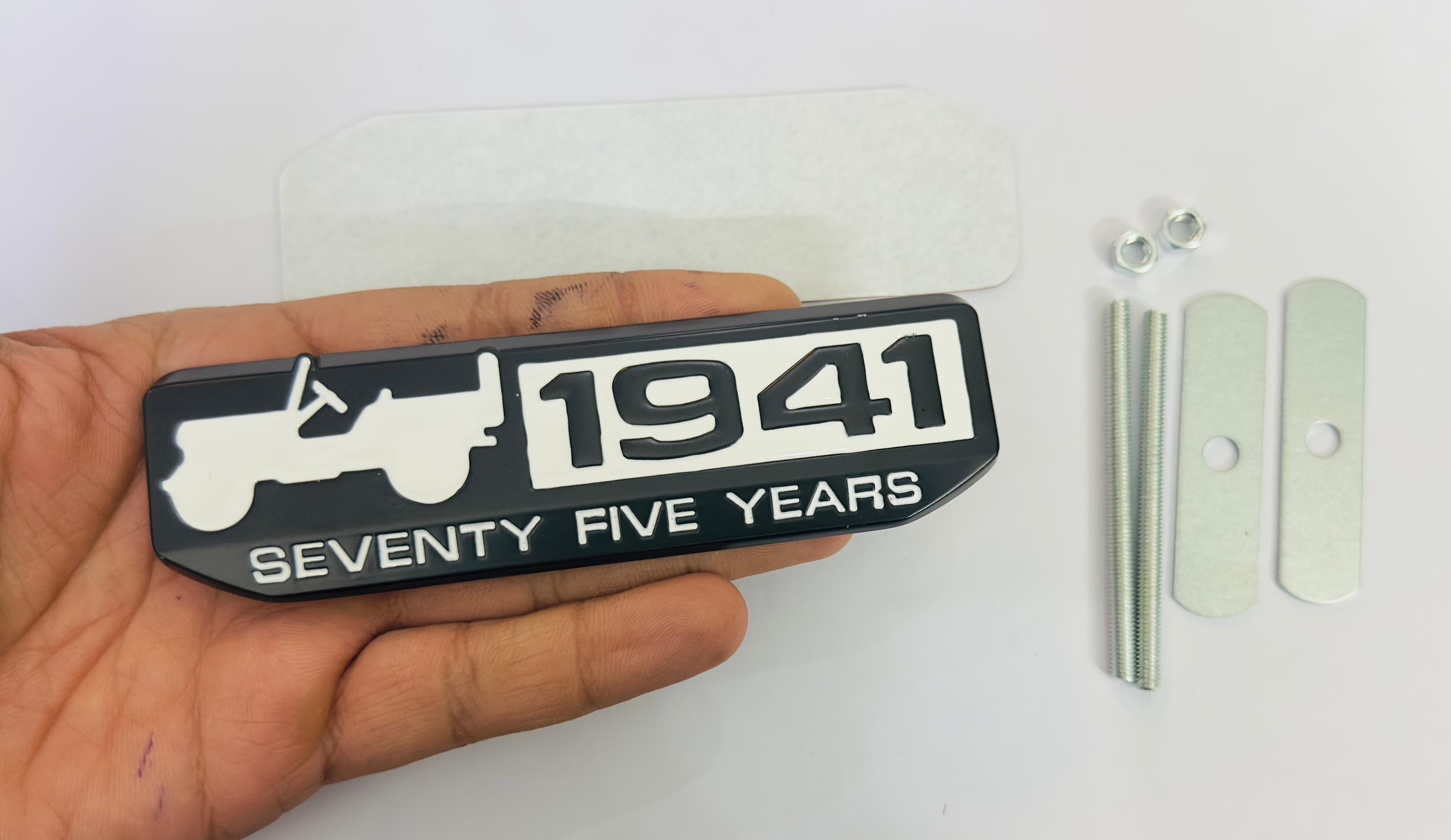 1941- Black White Grill Sticker 4x4 Full TIME Metal Logo 15cmx2.5cm Car Metal Emblem 3D Badge Auto Racing Sport Sticker Grand Tourer Decal-1 Piece