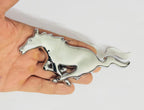 Chrome Horse 3D Logo (16cmx6cm) for Car Bike Laptop Emblem, Horse Sticker 3D Badge Auto Racing Sport Logo Grand Tourer Decal Auto Accessories.
