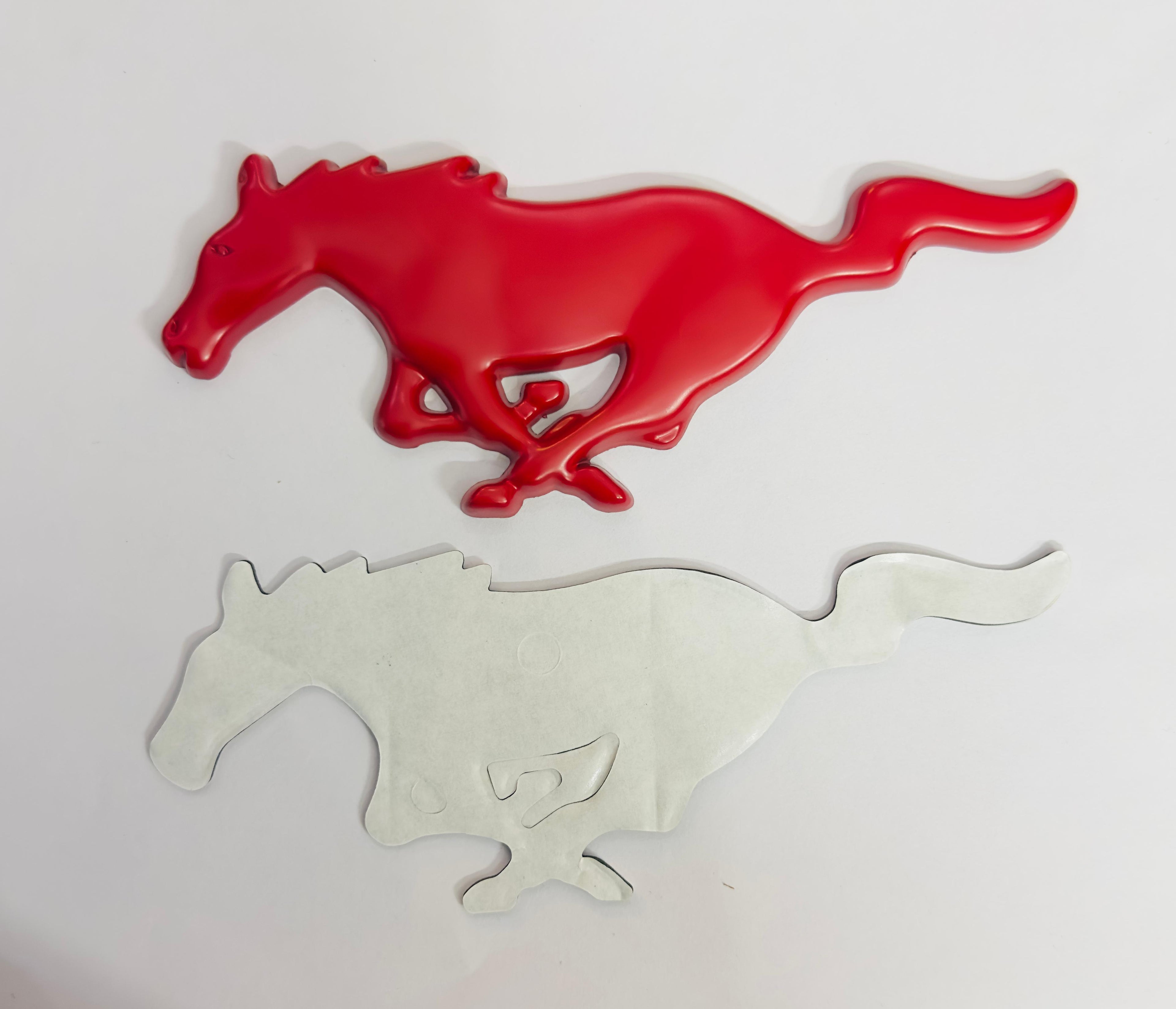 RED Horse 3D Logo (16cmx6cm) for Car Bike Laptop Emblem, Horse Sticker 3D Badge Auto Racing Sport Logo Grand Tourer Decal Auto Accessories.