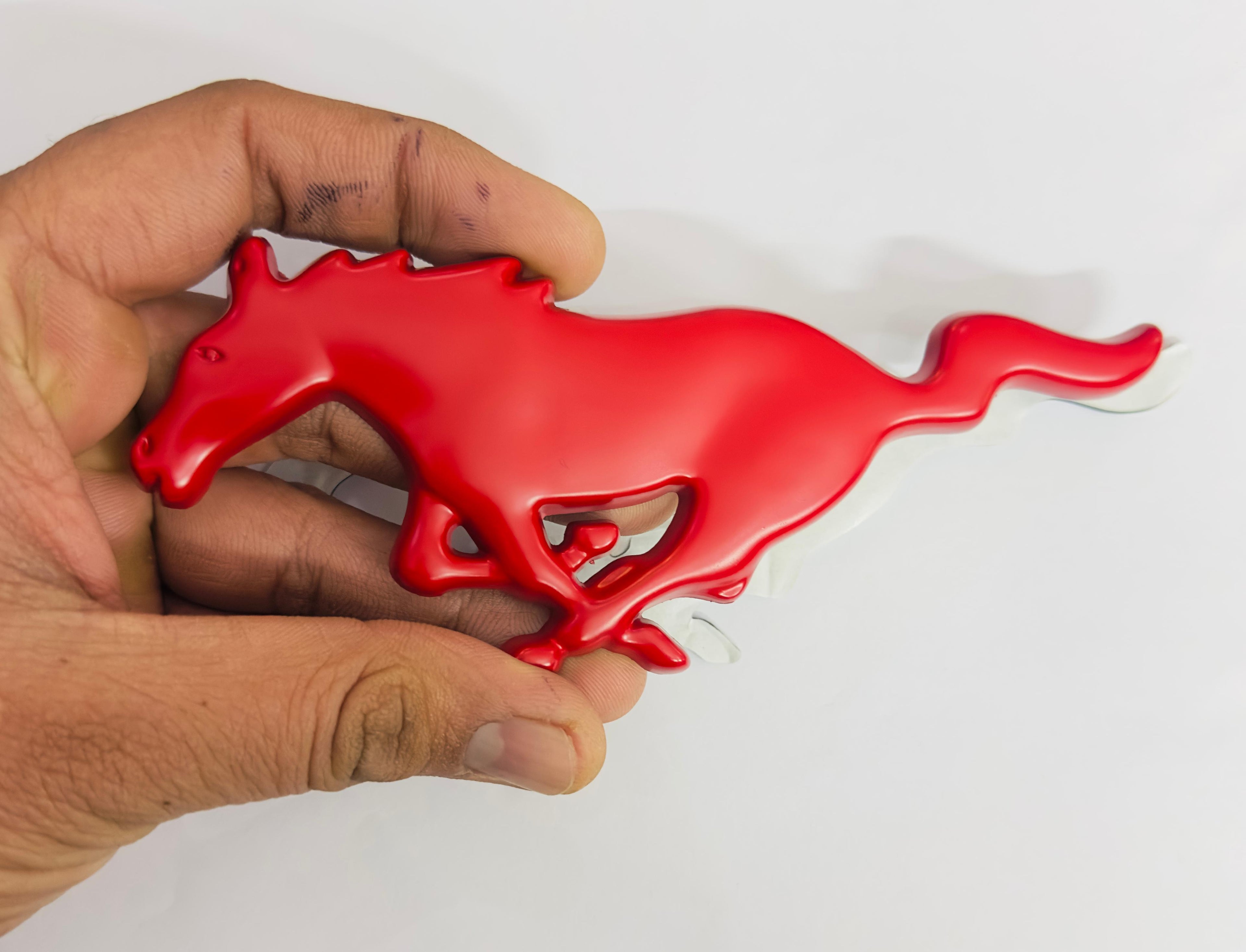 RED Horse 3D Logo (16cmx6cm) for Car Bike Laptop Emblem, Horse Sticker 3D Badge Auto Racing Sport Logo Grand Tourer Decal Auto Accessories.