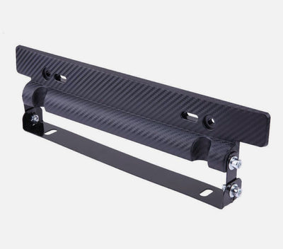 BLACK Number Plate License Frame Holder Carbon Fiber Car License Plate Frame Holder Racing Style Angle Adjustable Relocate Bracket