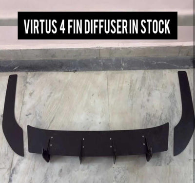 Rear 4 Fin Virtus Diffuser Bumper Lip car 4 Wing ABS Acrylic Spoiler Glossy Black Car Attractive Spoiler for Car Exteriors Auto Accessories for Decoration