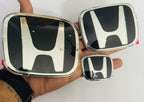 Front Logo JDM Black Emblem 10cmx12cm Logo Badge ABS Car Emblem for Honda with Glossy Finish Log.o 3PC/Set