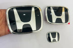 Front Logo JDM Black Emblem 10cmx12cm Logo Badge ABS Car Emblem for Honda with Glossy Finish Log.o 3PC/Set
