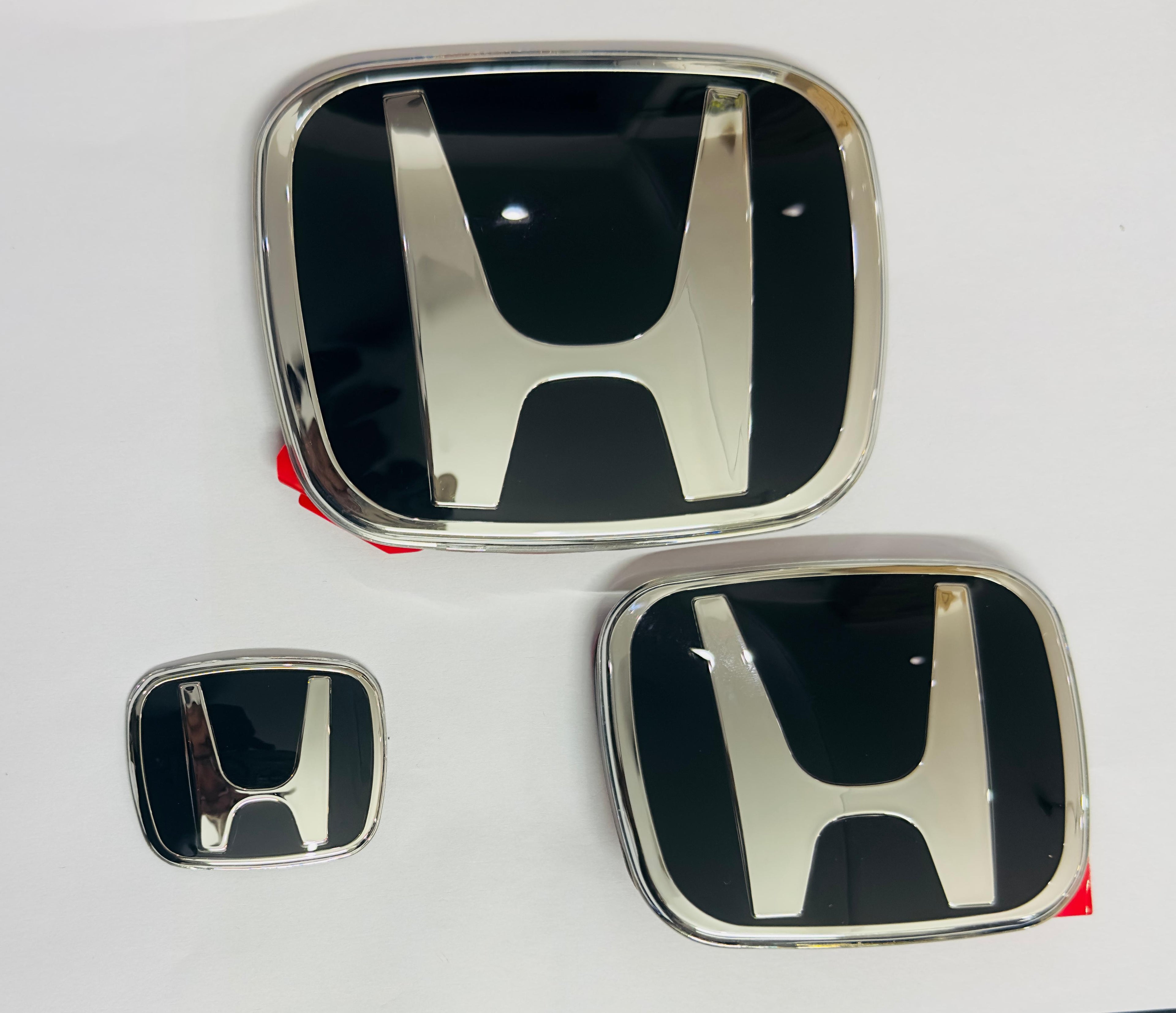 Front Logo JDM Black Emblem 10cmx12cm Logo Badge ABS Car Emblem for Honda with Glossy Finish Log.o 3PC/Set