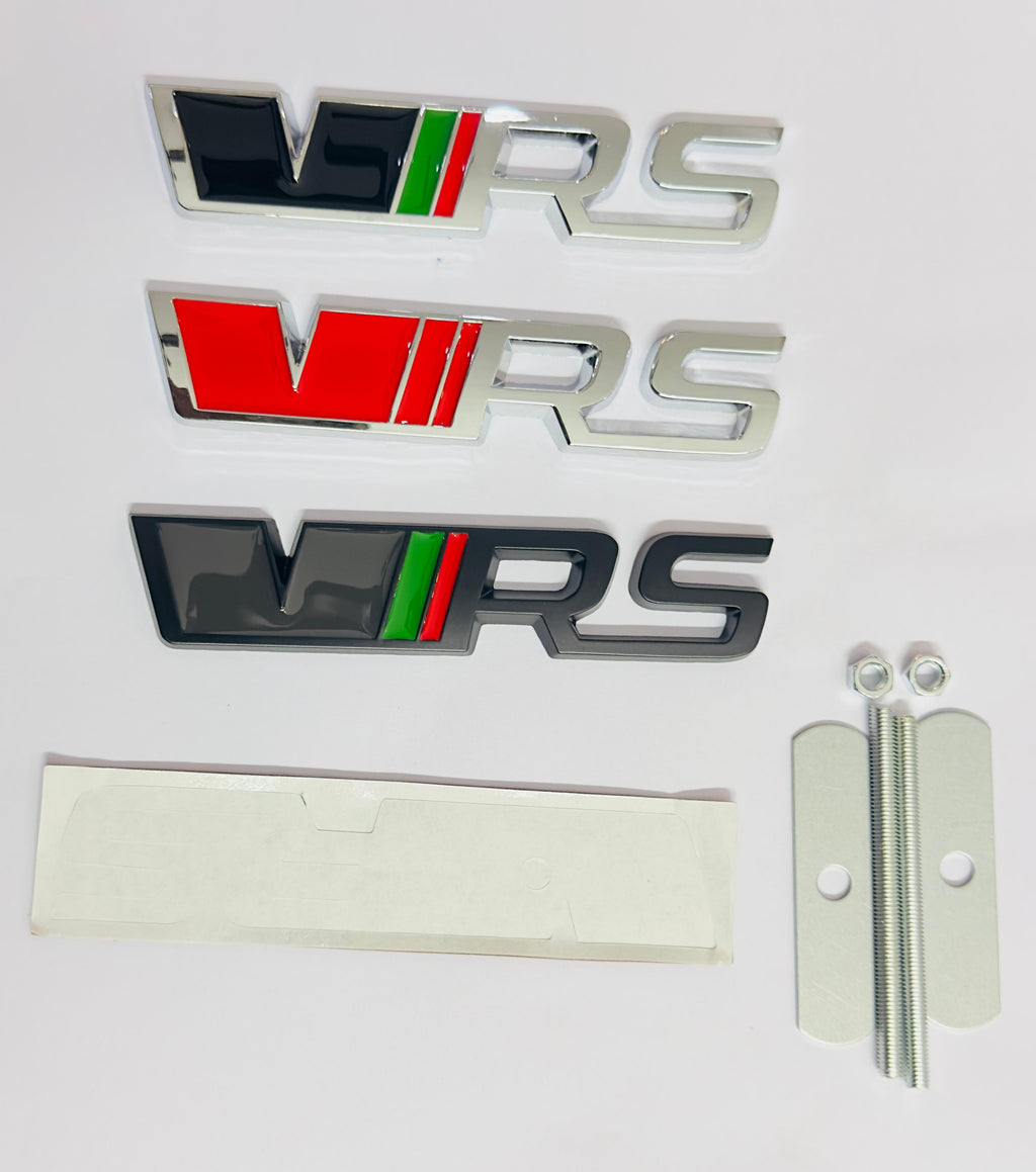 VRS 3D Metal Logo (12cmx2.5cm) Car Bike Laptop VRS Sticker Car Emblem 3D Badge Attractive Sticker Auto Racing Sport Logo Grand Tourer Decal.