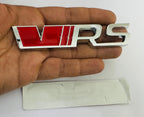 Chrome-Red VRS 3D Sticker (12cmx2.5cm) for Car Bike Laptop Emblem, VRS Sticker 3D Badge Auto Racing Sport Logo Grand Tourer Decal Auto Accessories.