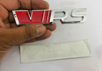 Chrome-Red VRS 3D Sticker (12cmx2.5cm) for Car Bike Laptop Emblem, VRS Sticker 3D Badge Auto Racing Sport Logo Grand Tourer Decal Auto Accessories.