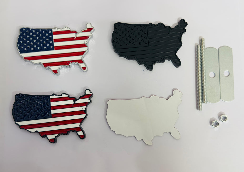 USA map Sticker 3D Metal Logo 8cmx5cm USA Logo Car Emblem 3D Badge Auto Racing Sport Sticker Country map Metal Attractive Sticker