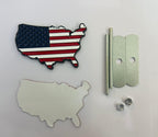 Black Red Grill USA map Sticker 3D Metal Logo 8cmx5cm USA Logo Car Emblem 3D Badge Auto Racing Sport Sticker Country map Metal StIicker-1PC