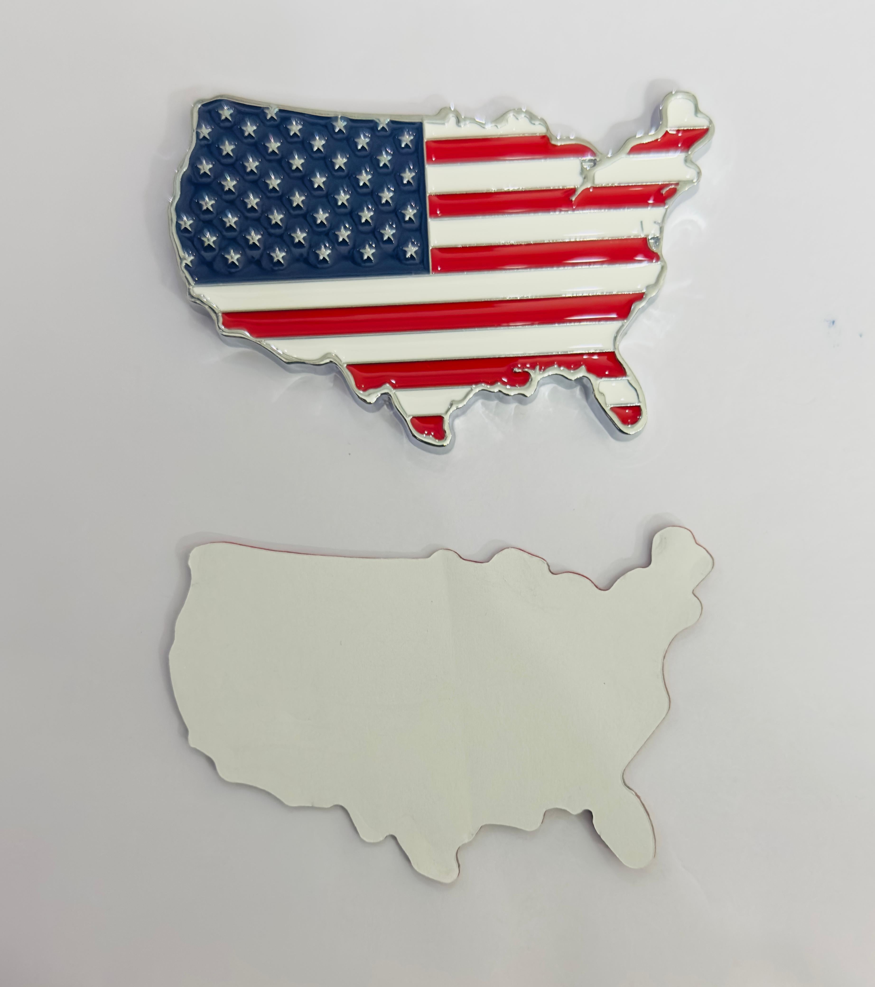 USA map Sticker 3D Metal Logo 8cmx5cm USA Logo Car Emblem 3D Badge Auto Racing Sport Sticker Country map Metal Attractive Sticker