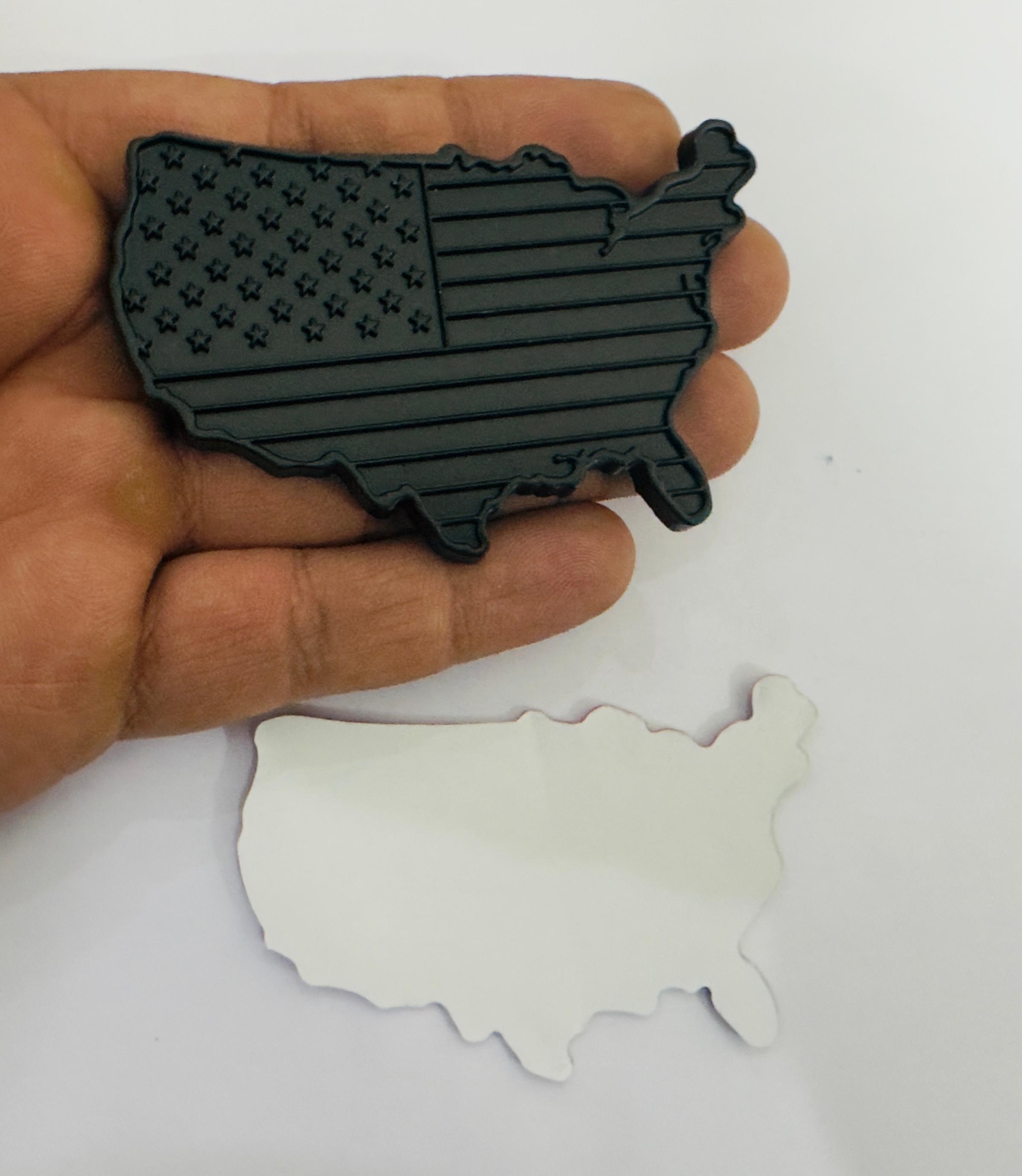 Full Black USA map Sticker 3D Metal Logo 8cmx5cm USA Logo Car Emblem 3D Badge Auto Racing Sport Sticker Country map Metal Stickerr