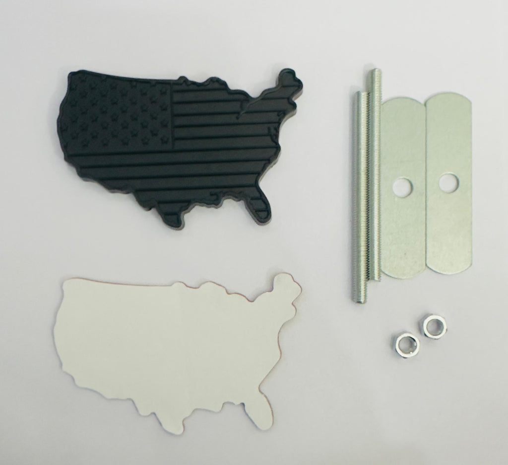 Full Black Grill USA map Sticker 3D Metal Logo 8cmx5cm USA Logo Car Emblem 3D Badge Auto Racing Sport Sticker Country map Metal StIicker-1 PC