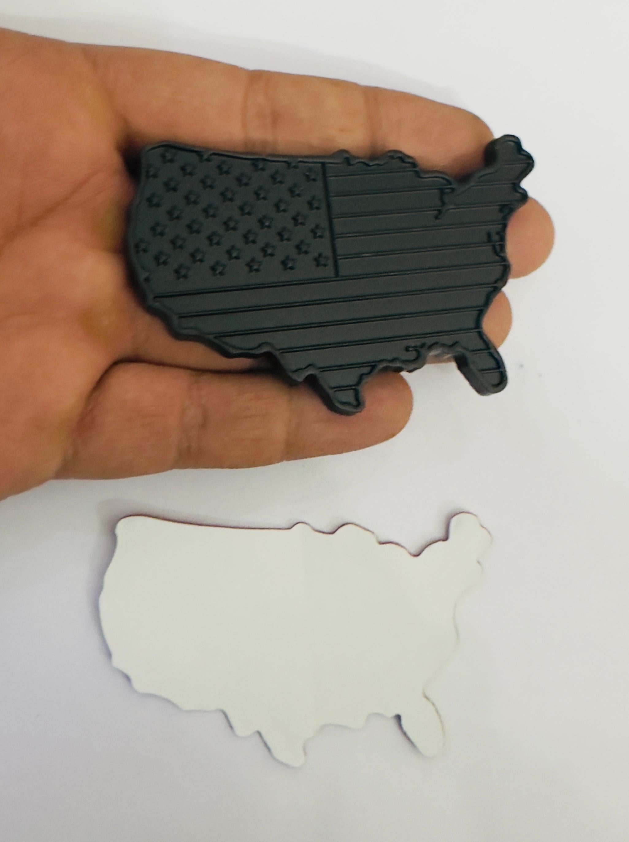 Full Black USA map Sticker 3D Metal Logo 8cmx5cm USA Logo Car Emblem 3D Badge Auto Racing Sport Sticker Country map Metal Stickerr