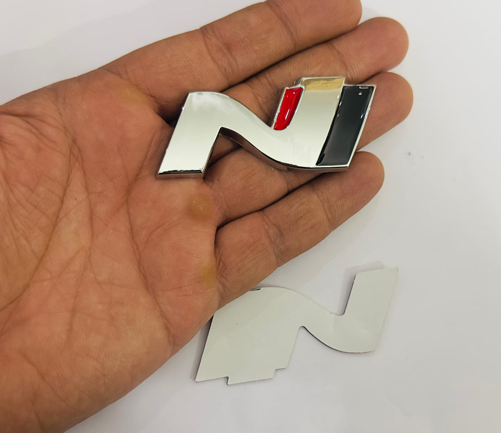 Chrome N Line Sticker (3cmx6cm) Car, Bike Metal Logo Car Emblem 3D Badge Auto Racing Sport Sticker Grand Tourer Decal (Chrome ONLY N- Logo)