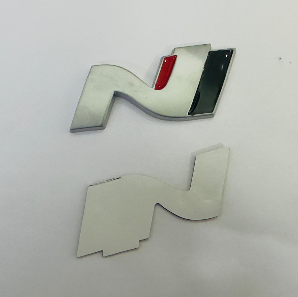 Silver N Line Sticker (3cmx6cm) Car, Bike Metal Logo Car Emblem 3D Badge Auto Racing Sport Sticker Grand Tourer Decal (Silver N ONLY-Logo)