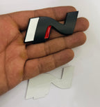 White Black N Line Sticker (3cmx6cm) Car, Bike Metal Logo Car Emblem 3D Badge Auto Racing Sport Sticker Grand Tourer Decal (White Black N ONLY-Logo)