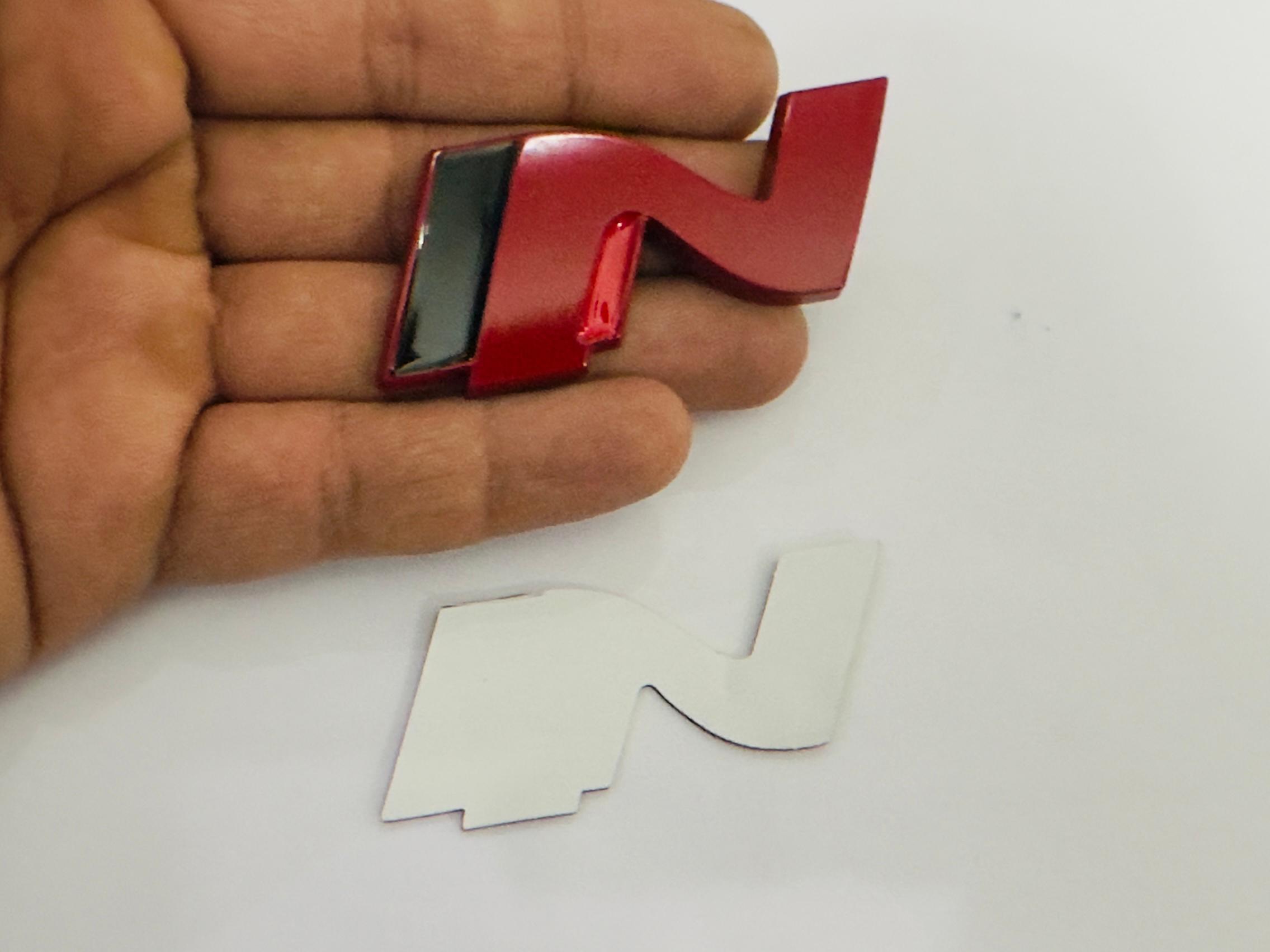 RED N Line Sticker (3cmx6cm) Car, Bike Metal Logo Car Emblem 3D Badge Auto Racing Sport Sticker Grand Tourer Decal (RED ONLY N-Logo)