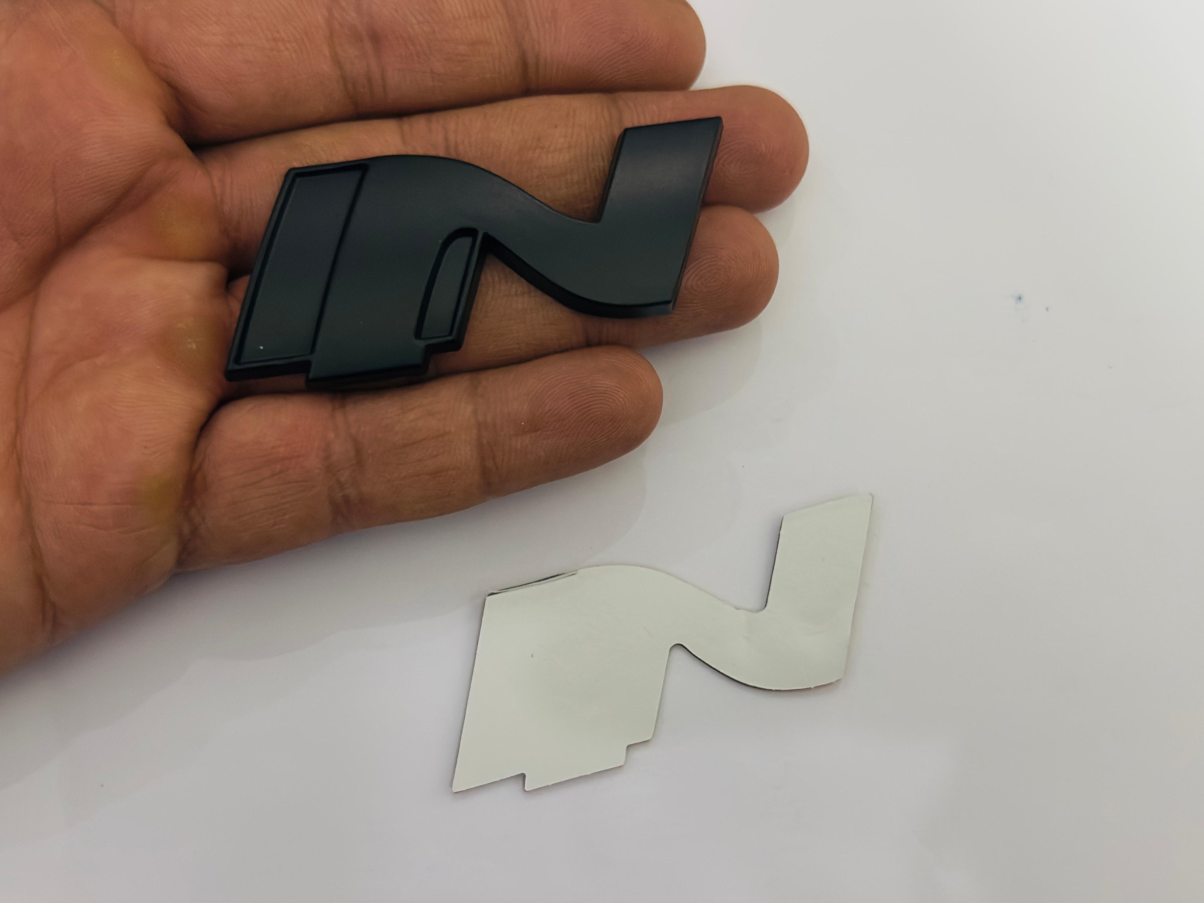 Full Black N Line Sticker (3cmx6cm) Car, Bike Metal Logo Car Emblem 3D Badge Auto Racing Sport Sticker Grand Tourer Decal (Full Black N ONLY-Logo)
