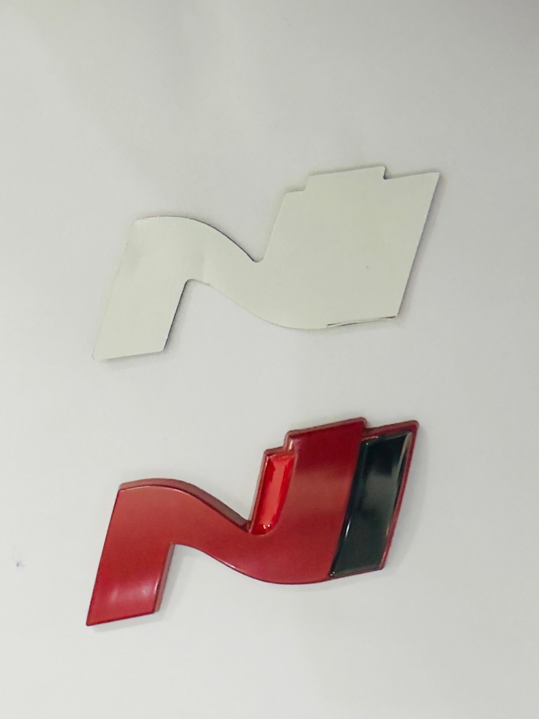 RED N Line Sticker (3cmx6cm) Car, Bike Metal Logo Car Emblem 3D Badge Auto Racing Sport Sticker Grand Tourer Decal (RED ONLY N-Logo)