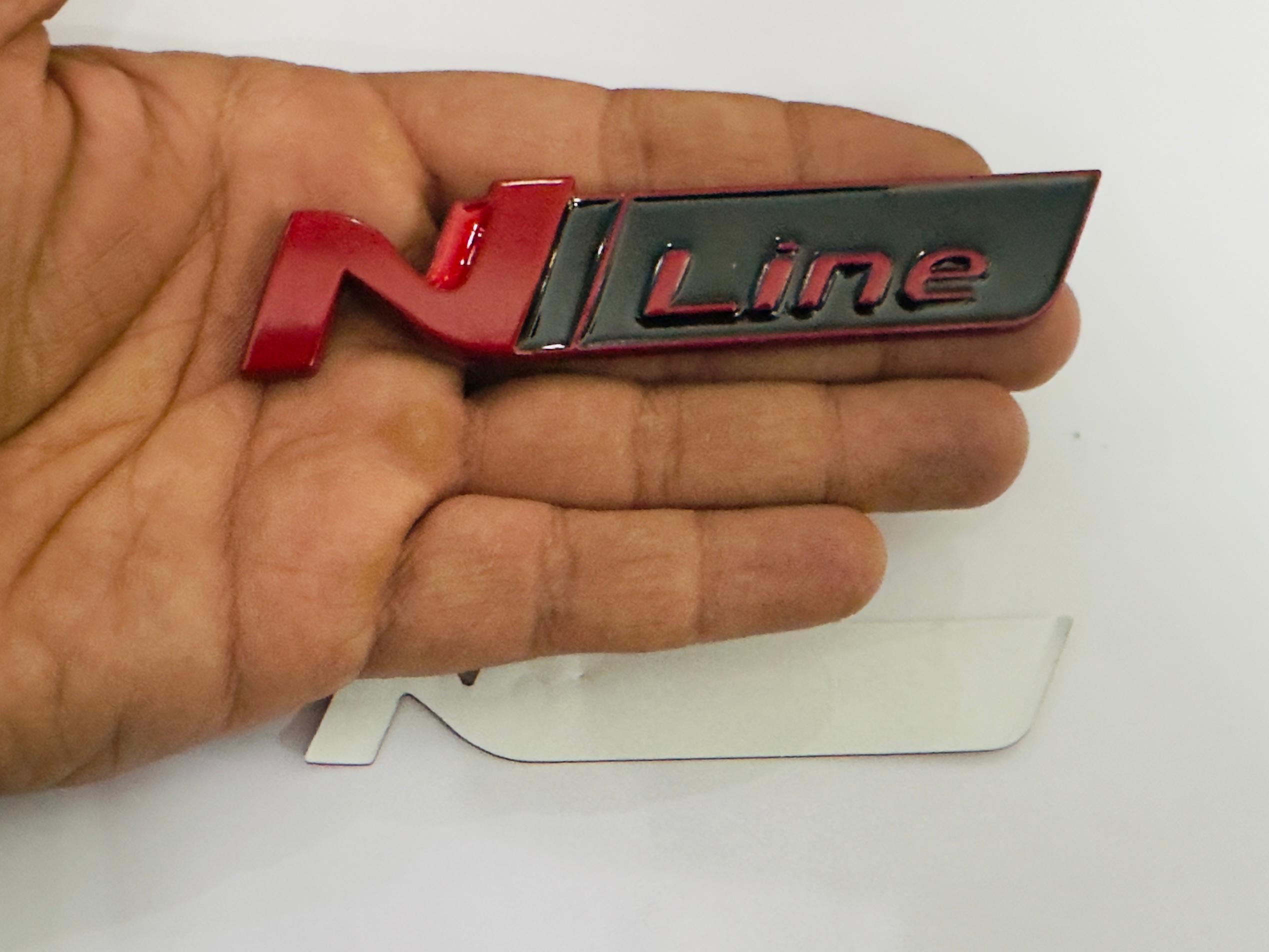 RED Black Rear N Line Logo Car Bike Metal Logo 11cmx2cm Car Emblem 3D Badge Auto Racing Sport Sticker Grand Tourer Decal 1 PC