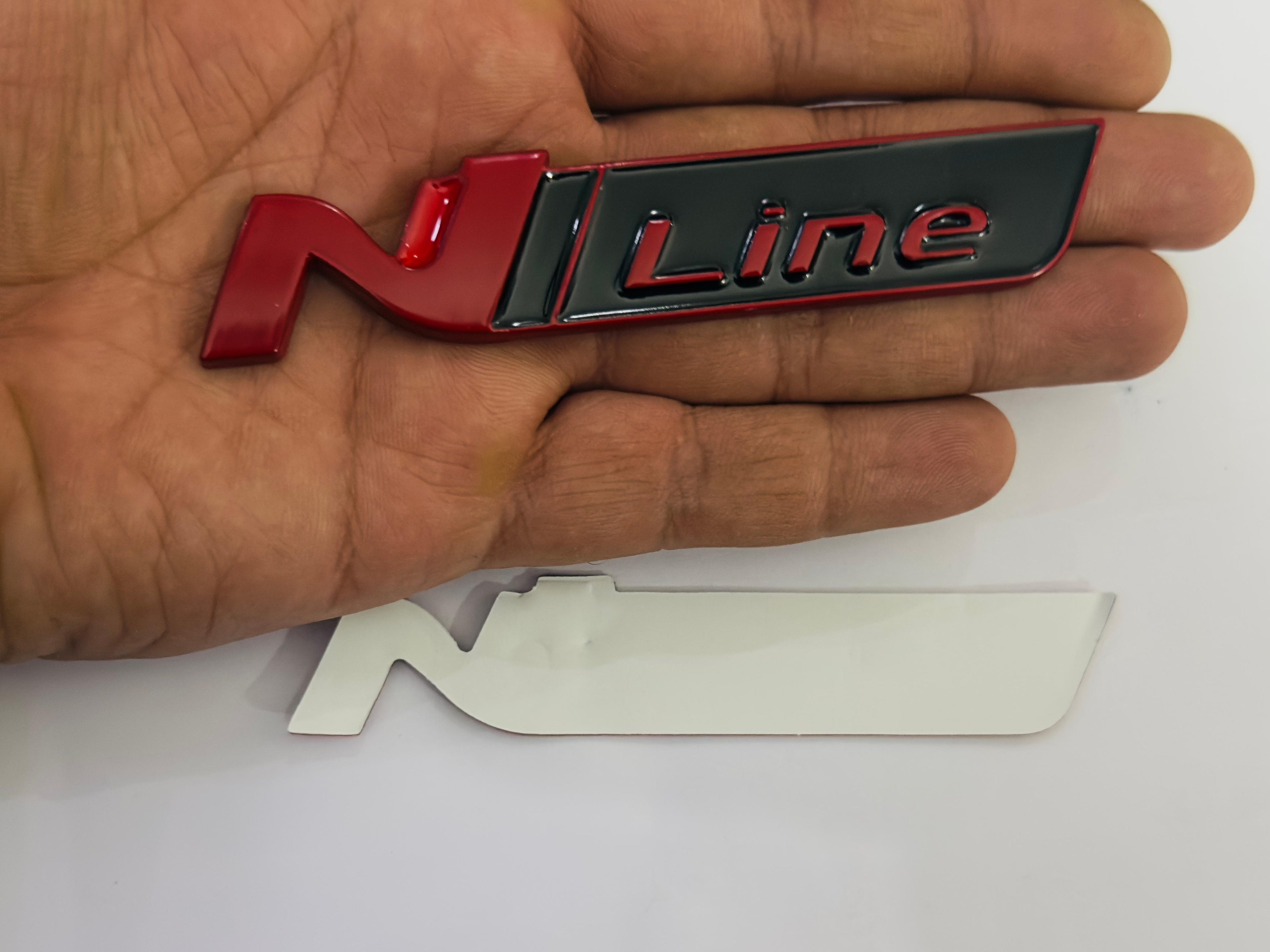 RED Black Rear N Line Logo Car Bike Metal Logo 11cmx2cm Car Emblem 3D Badge Auto Racing Sport Sticker Grand Tourer Decal 1 PC